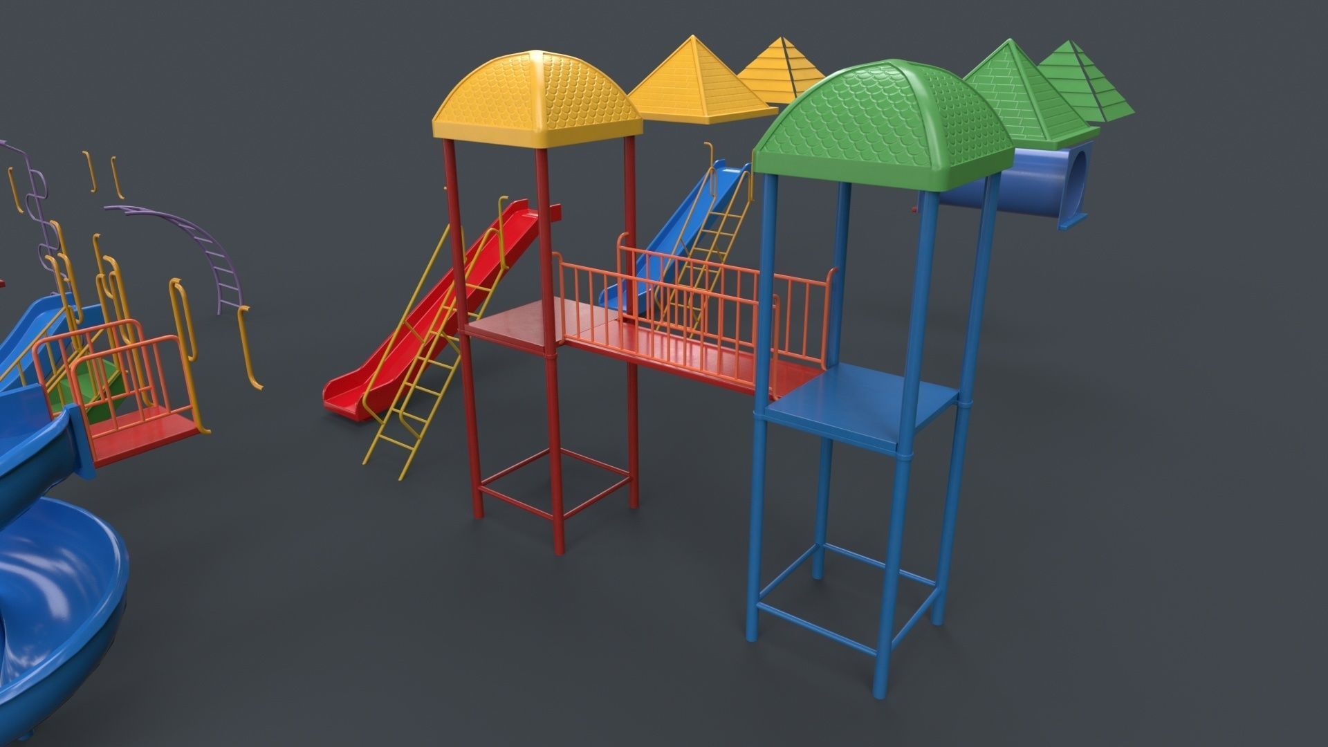 PBR Playground Outdoor Jungle Gym 15 B Low-poly 3D model_3