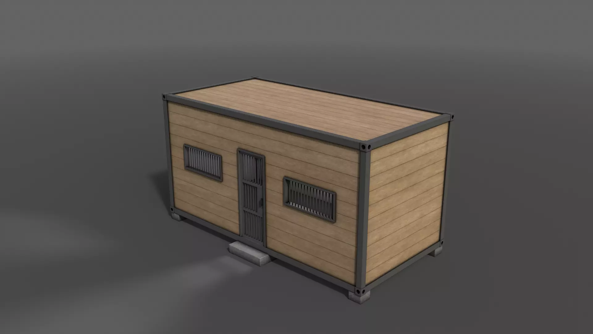 PBR Container House CC 20ft V3 Low-poly 3D model_0