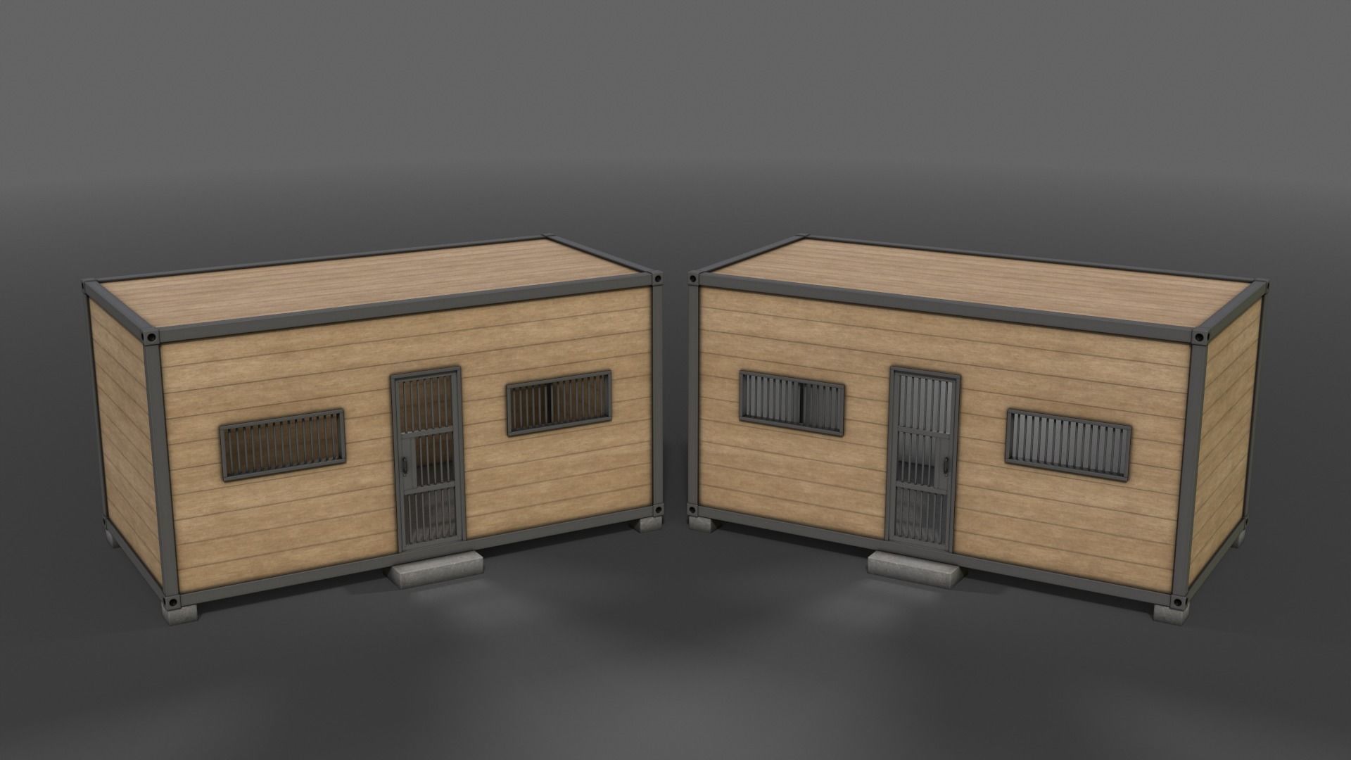 PBR Container House CC 20ft V3 Low-poly 3D model_4