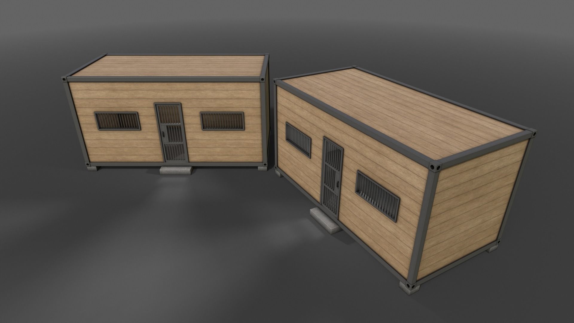 PBR Container House CC 20ft V3 Low-poly 3D model_10