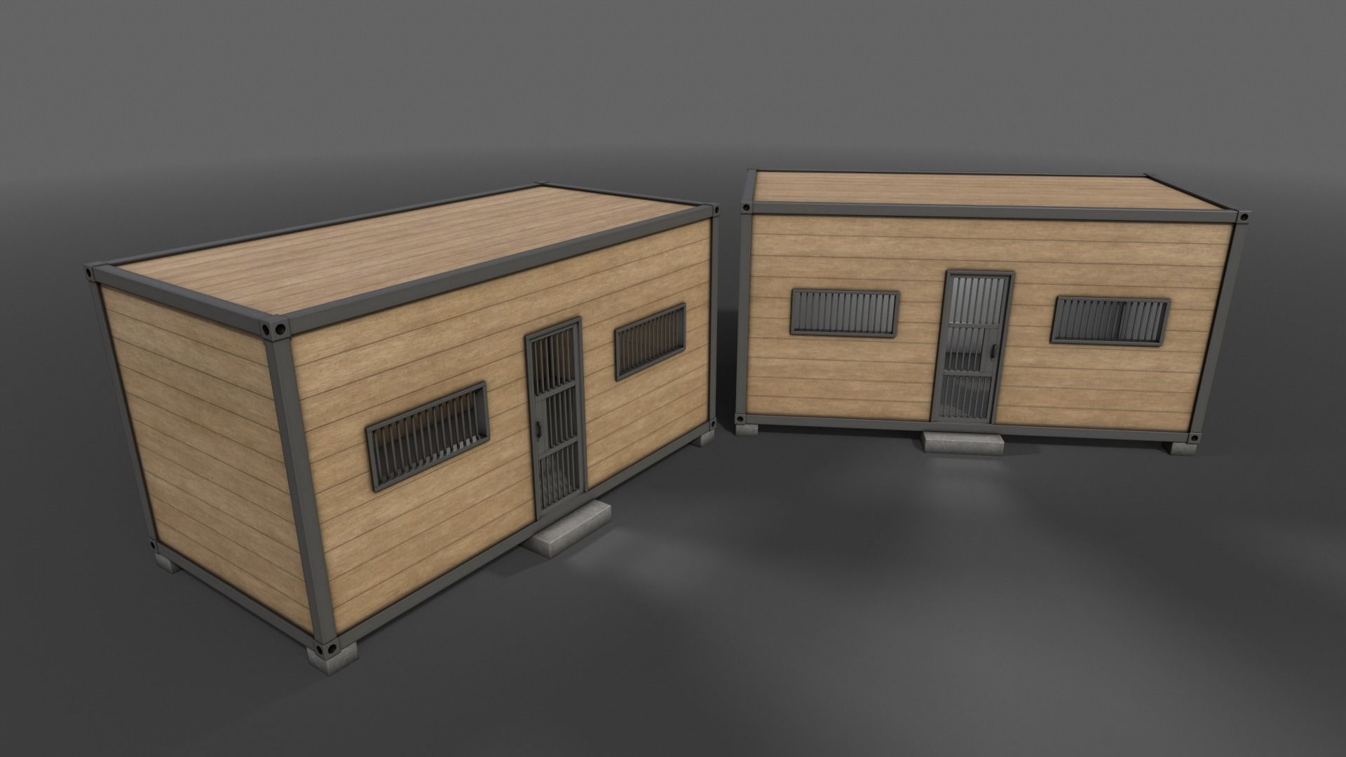 PBR Container House CC 20ft V3 Low-poly 3D model_7