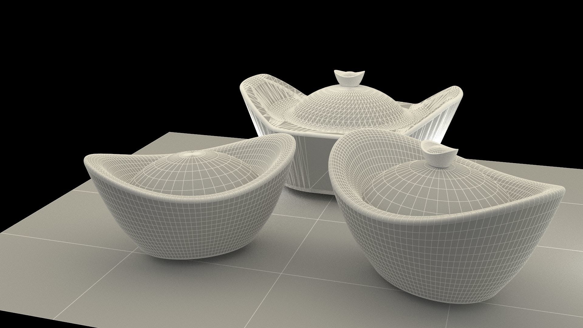 Chinese gold Ingot  3D model_6