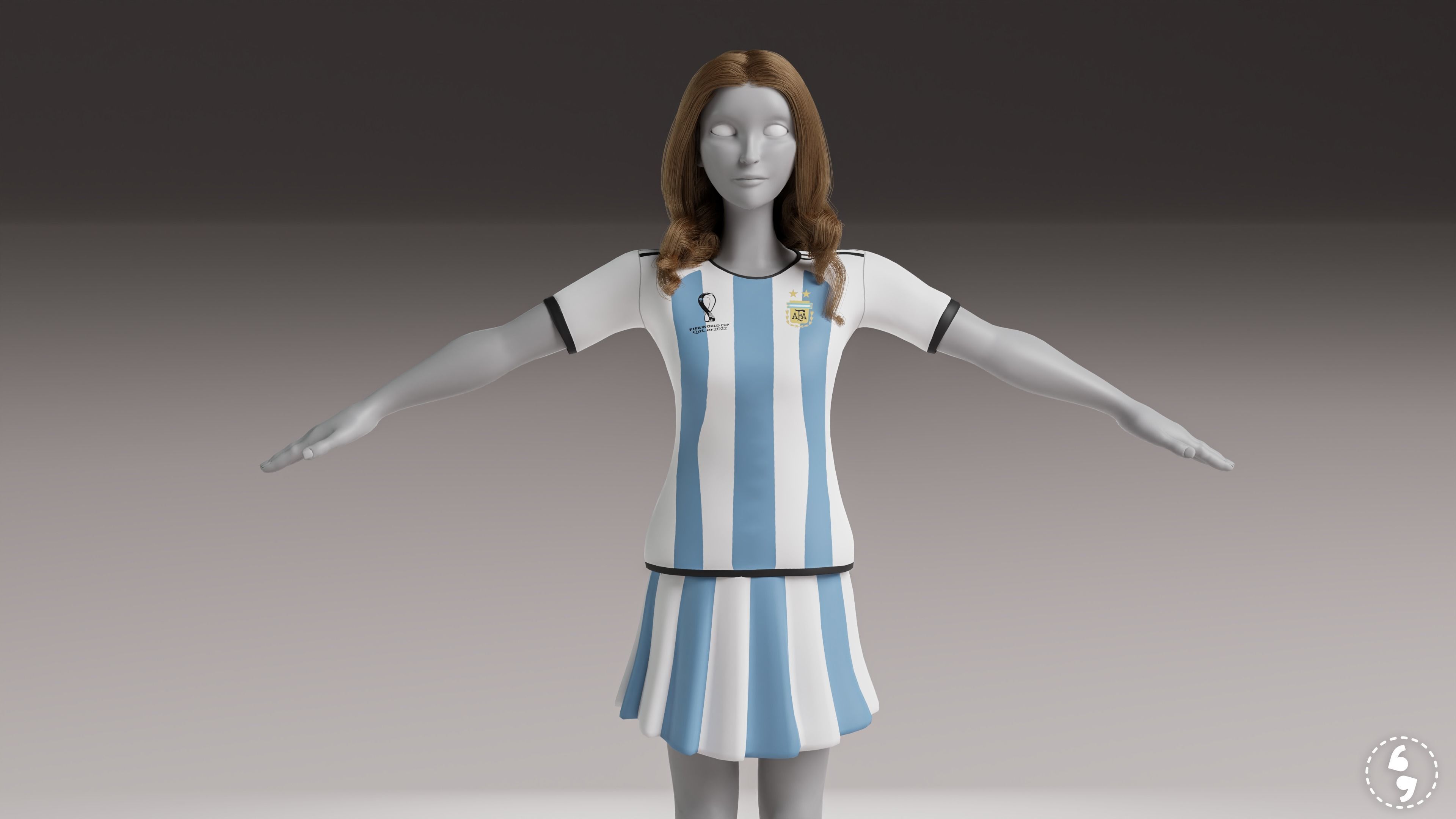 ARGENTINA and France football fan Jerseys 3D model_2