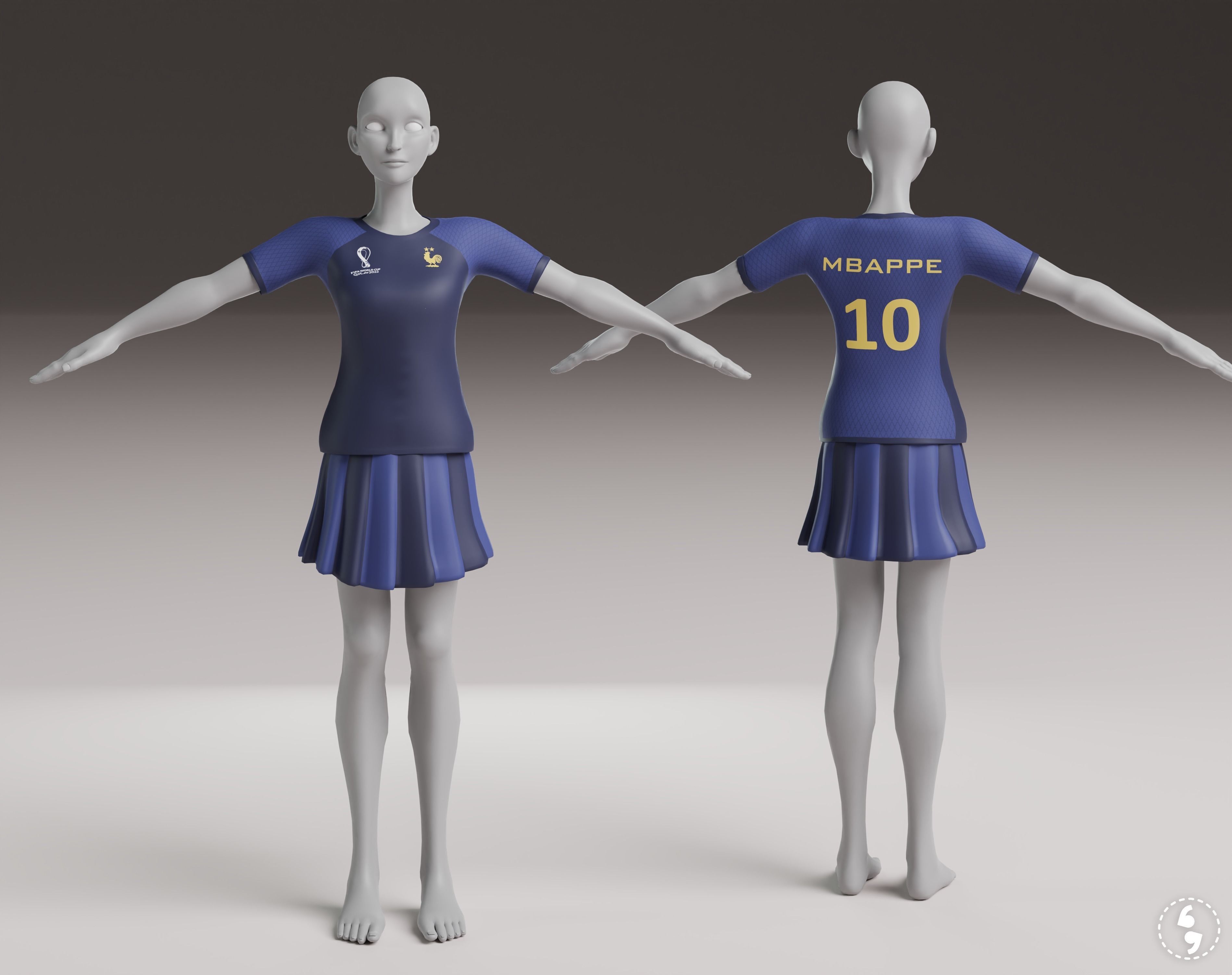ARGENTINA and France football fan Jerseys 3D model_7
