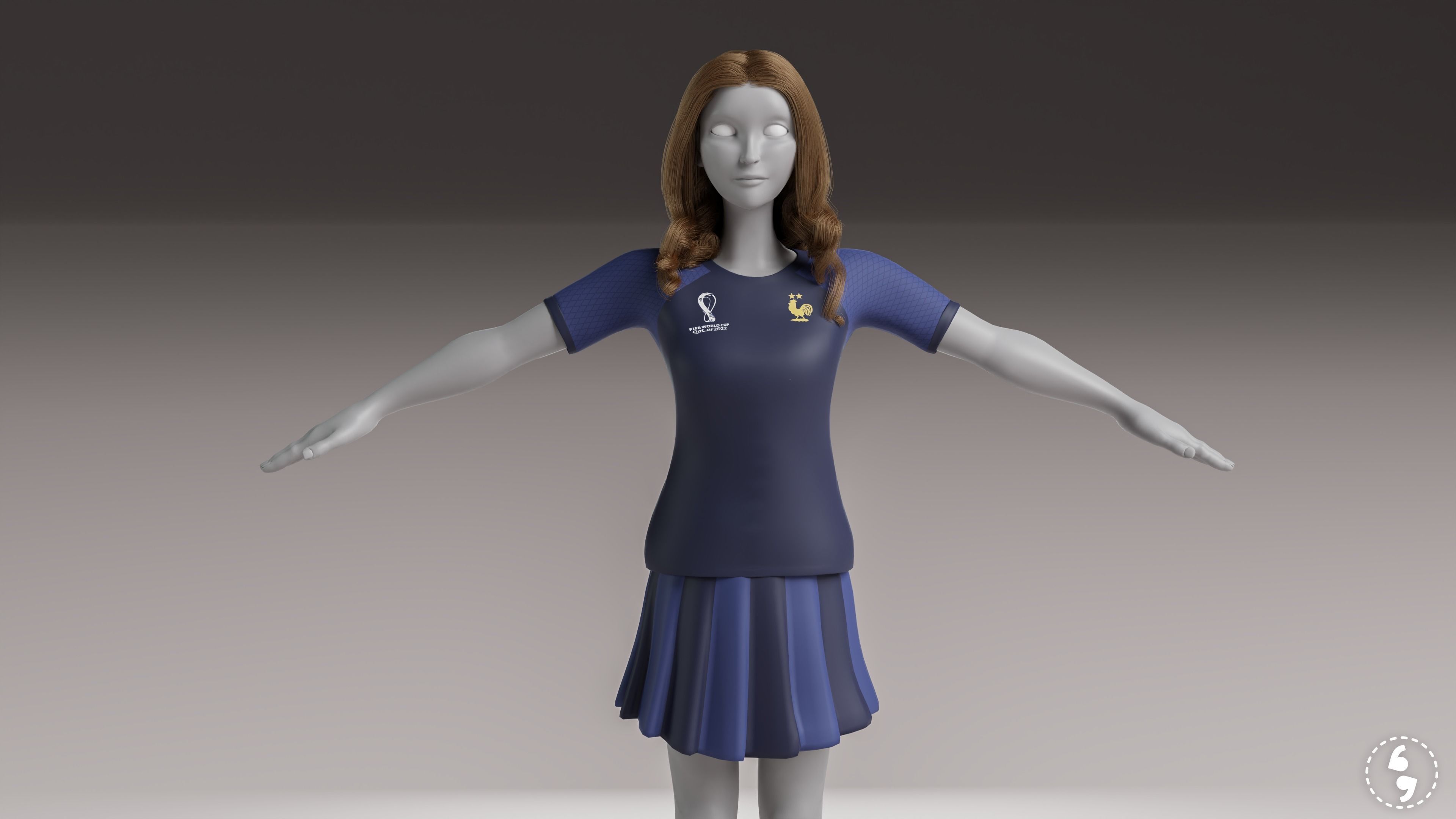 ARGENTINA and France football fan Jerseys 3D model_5