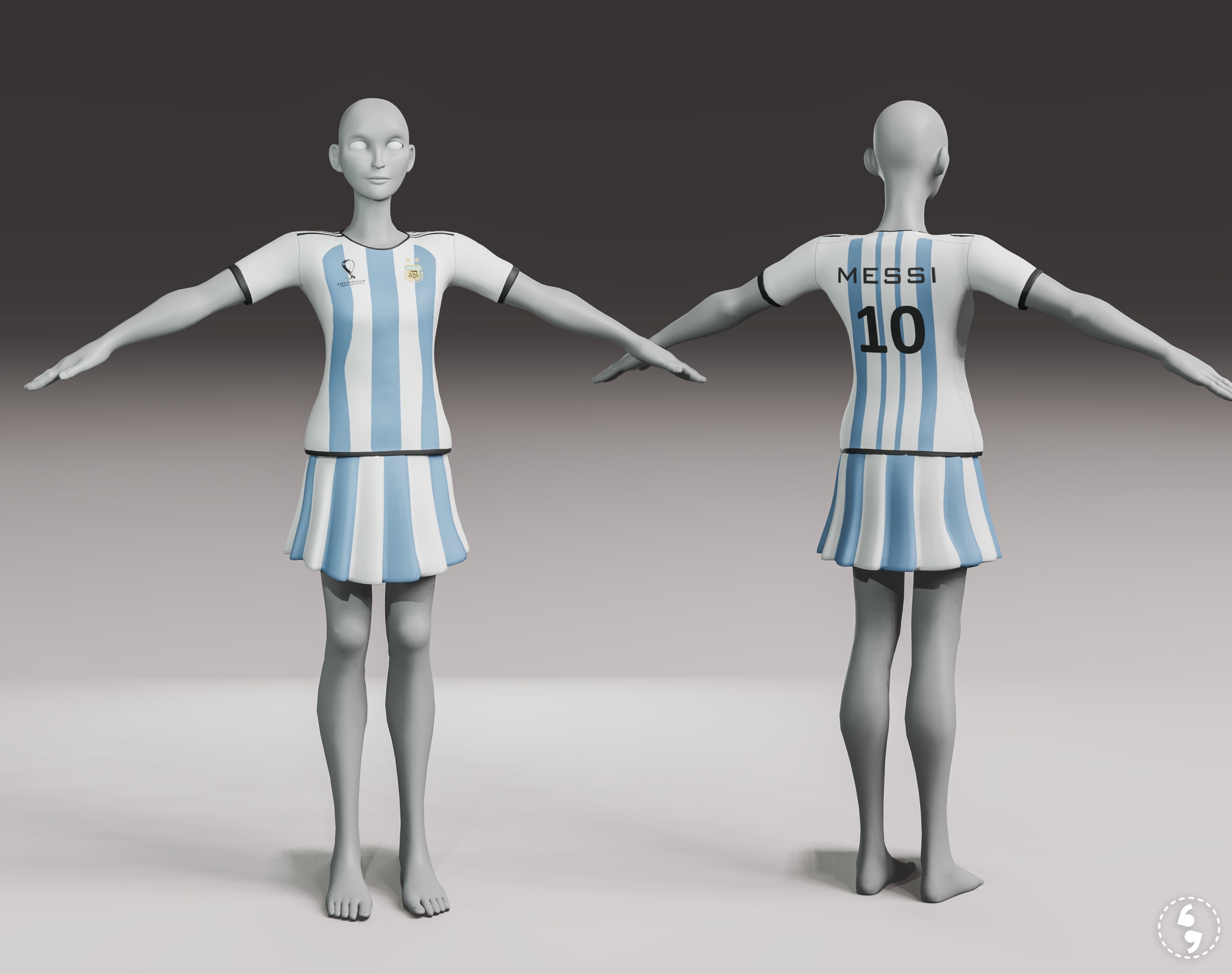 ARGENTINA and France football fan Jerseys 3D model_4