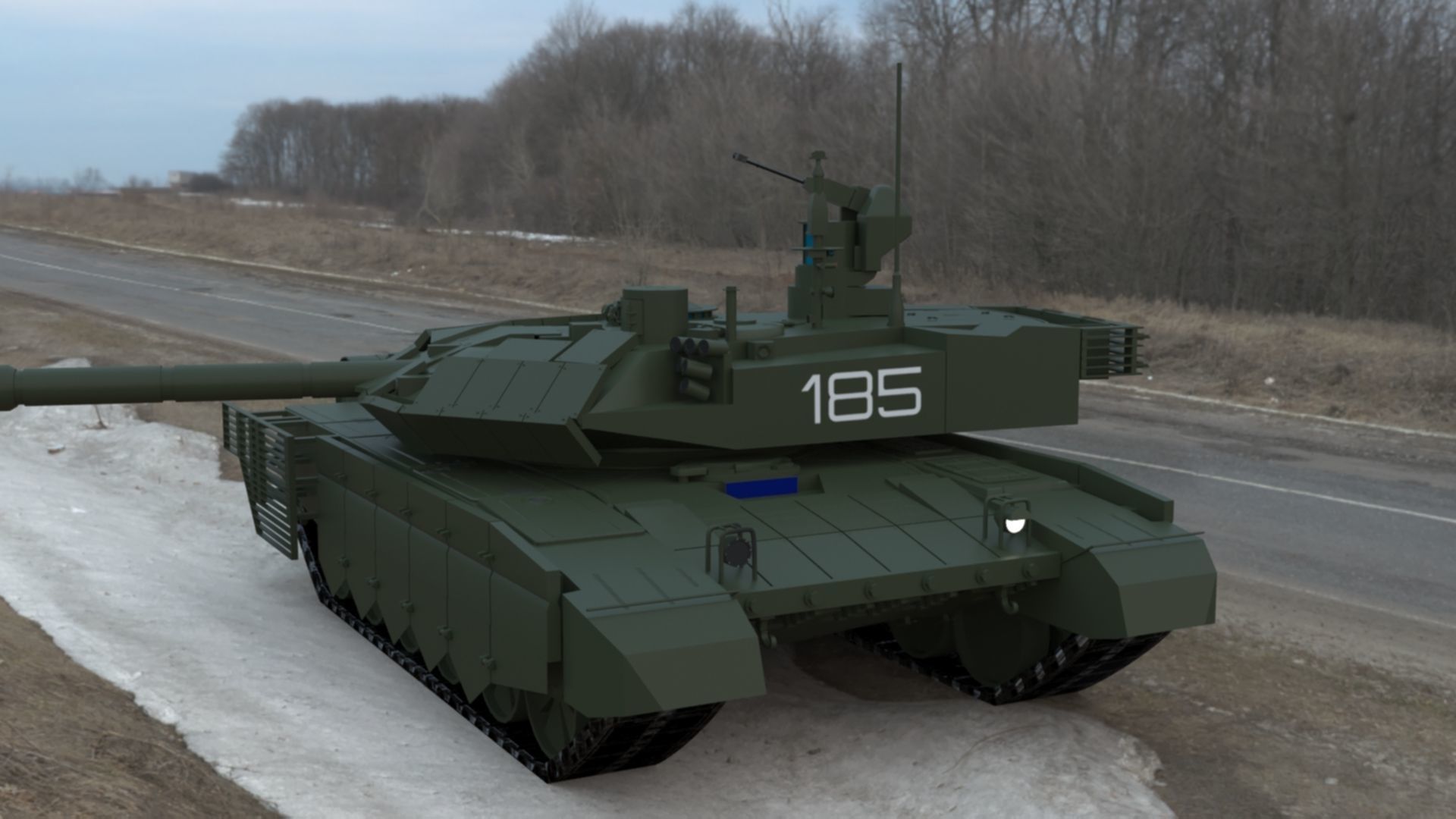 Clean T90MS Main Battle Tank Low-poly 3D model_13