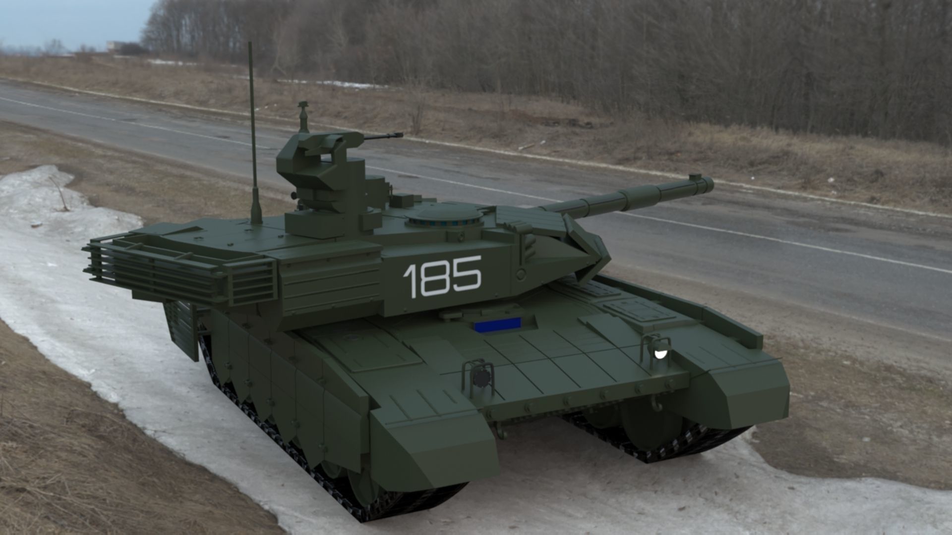 Clean T90MS Main Battle Tank Low-poly 3D model_20