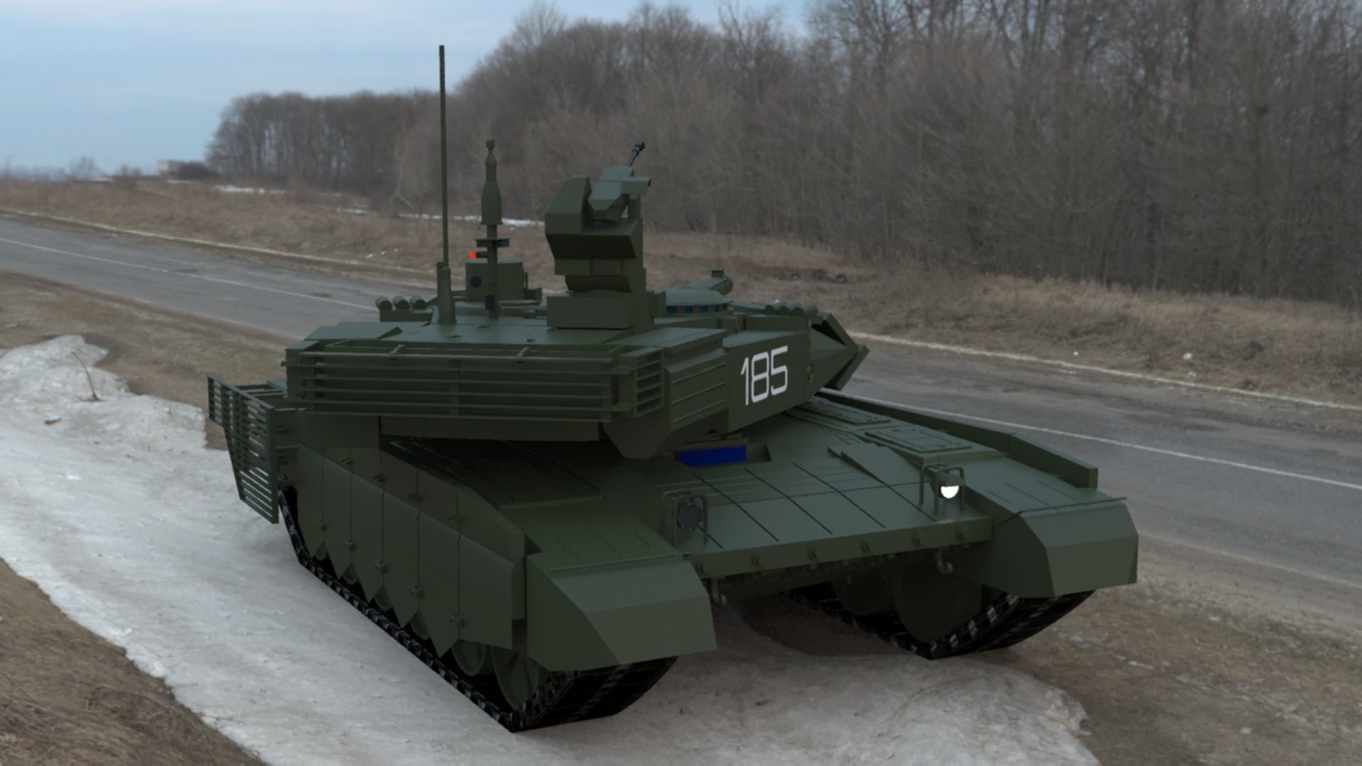 Clean T90MS Main Battle Tank Low-poly 3D model_12