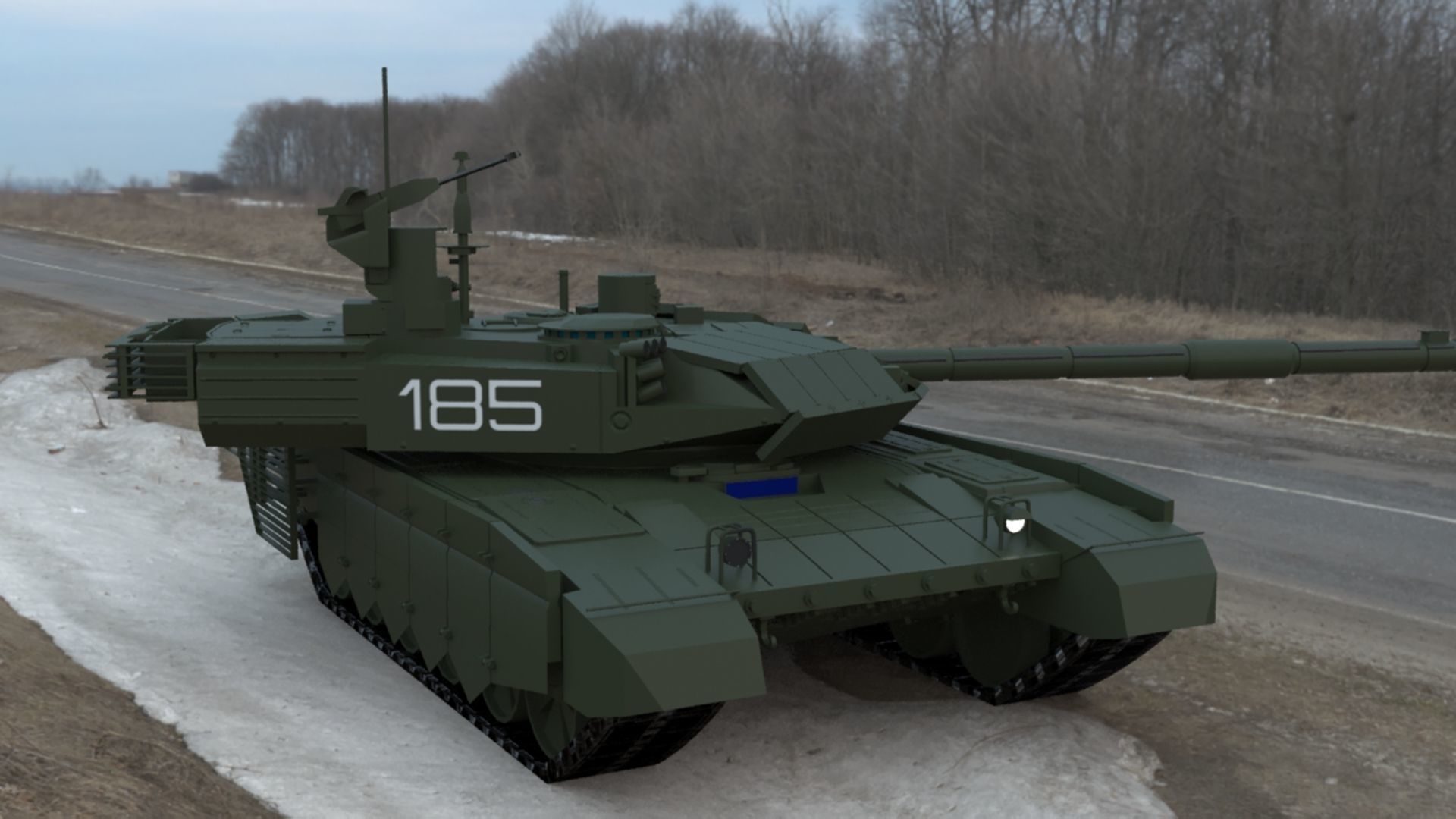 Clean T90MS Main Battle Tank Low-poly 3D model_19