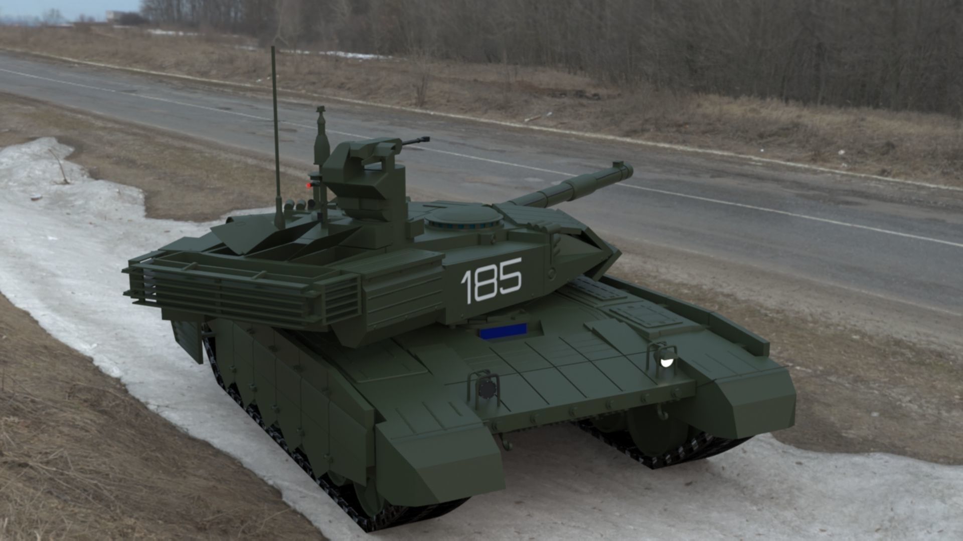 Clean T90MS Main Battle Tank Low-poly 3D model_8