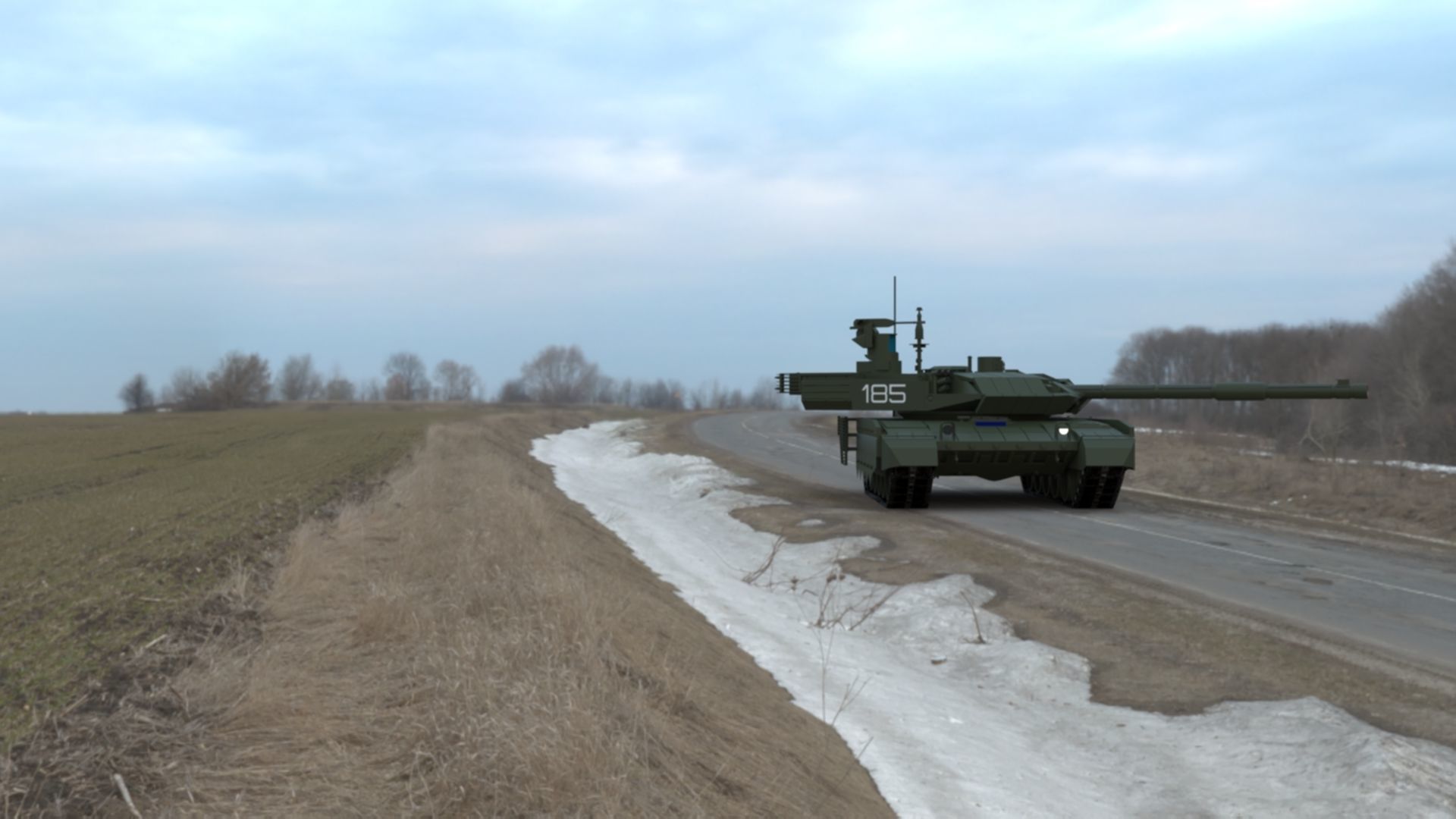 Clean T90MS Main Battle Tank Low-poly 3D model_7