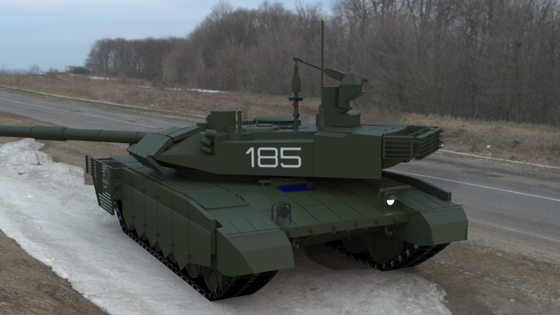 Clean T90MS Main Battle Tank Low-poly 3D model_16