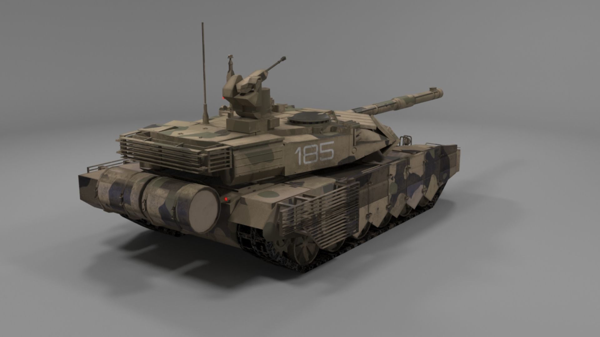 Battle-Worn Camouflaged T90MS Tank - Realistic 3D Model Low-poly 3D model_22