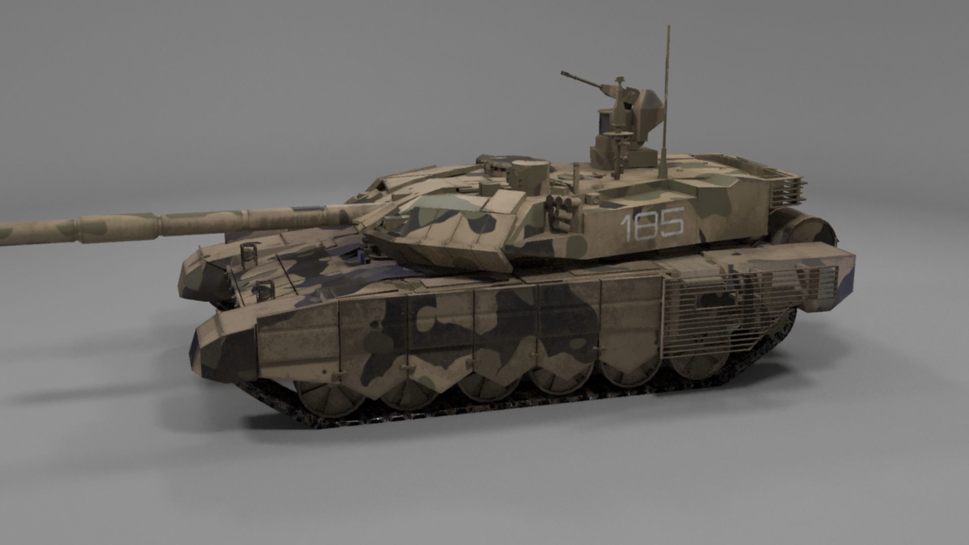 Battle-Worn Camouflaged T90MS Tank - Realistic 3D Model Low-poly 3D model_56