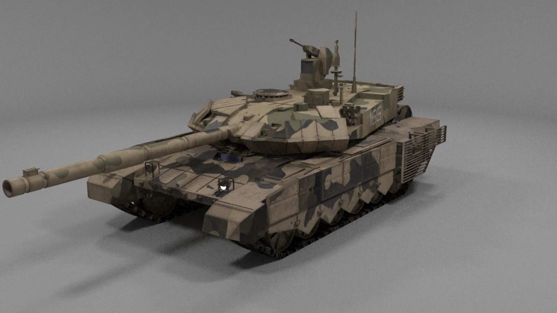 Battle-Worn Camouflaged T90MS Tank - Realistic 3D Model Low-poly 3D model_50