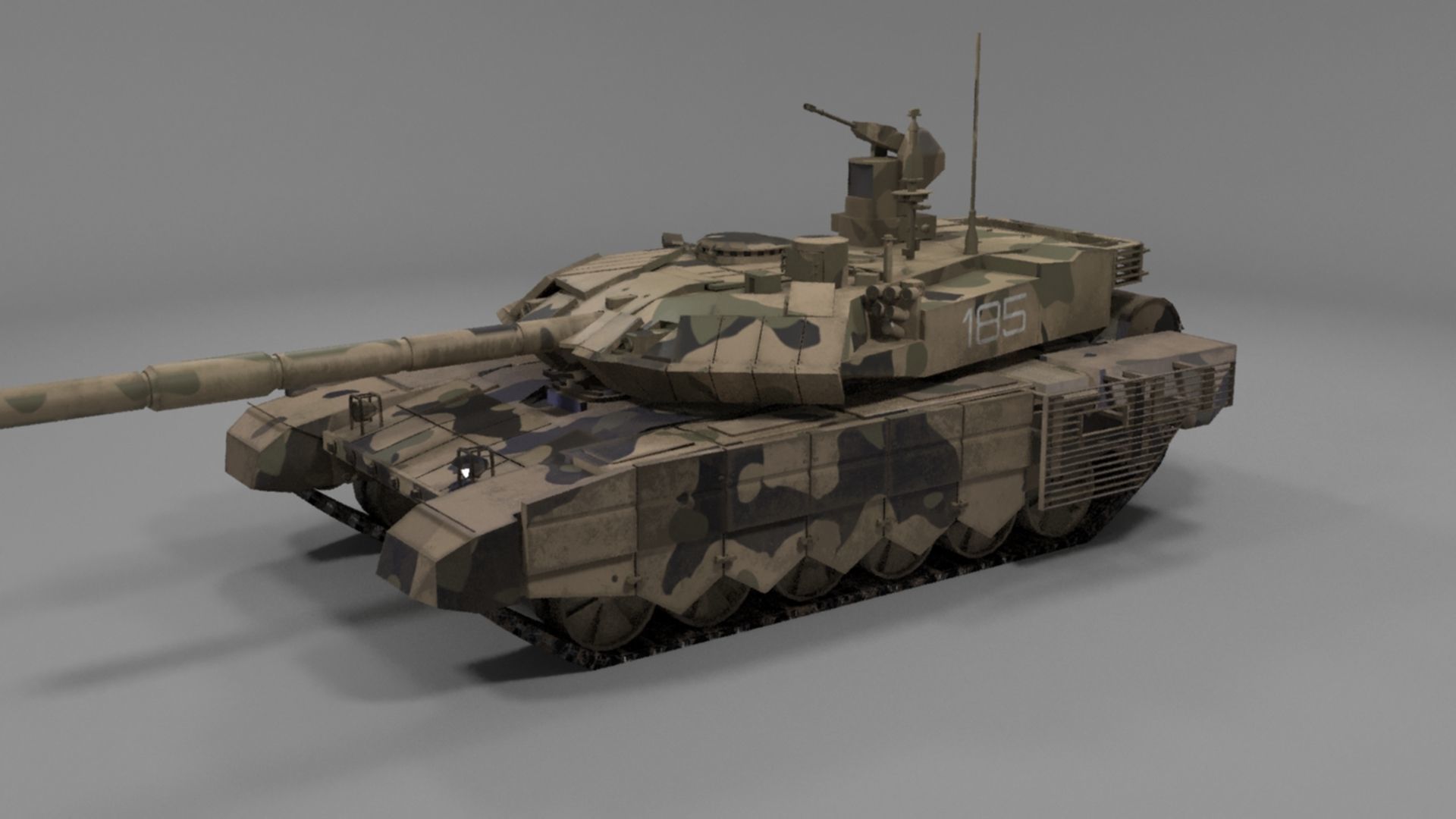 Battle-Worn Camouflaged T90MS Tank - Realistic 3D Model Low-poly 3D model_52