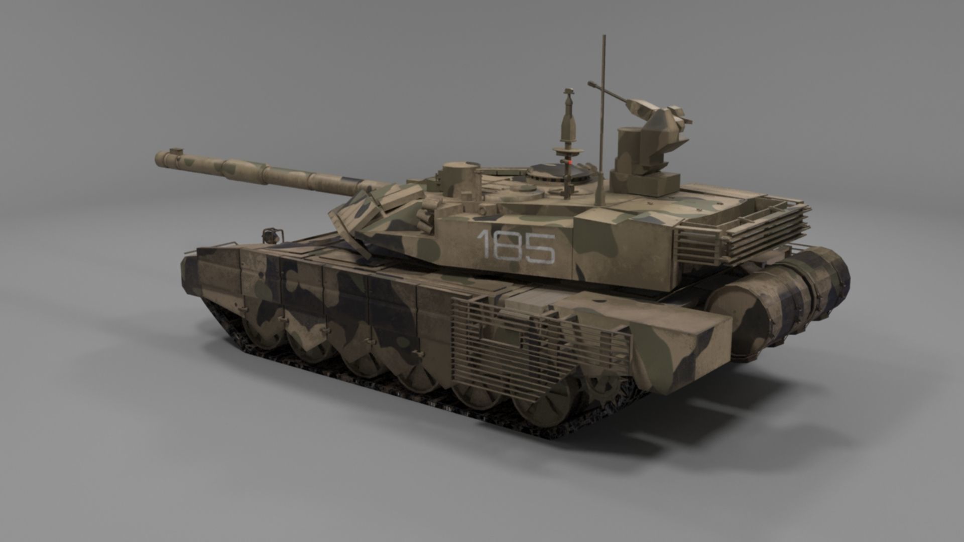 Battle-Worn Camouflaged T90MS Tank - Realistic 3D Model Low-poly 3D model_8