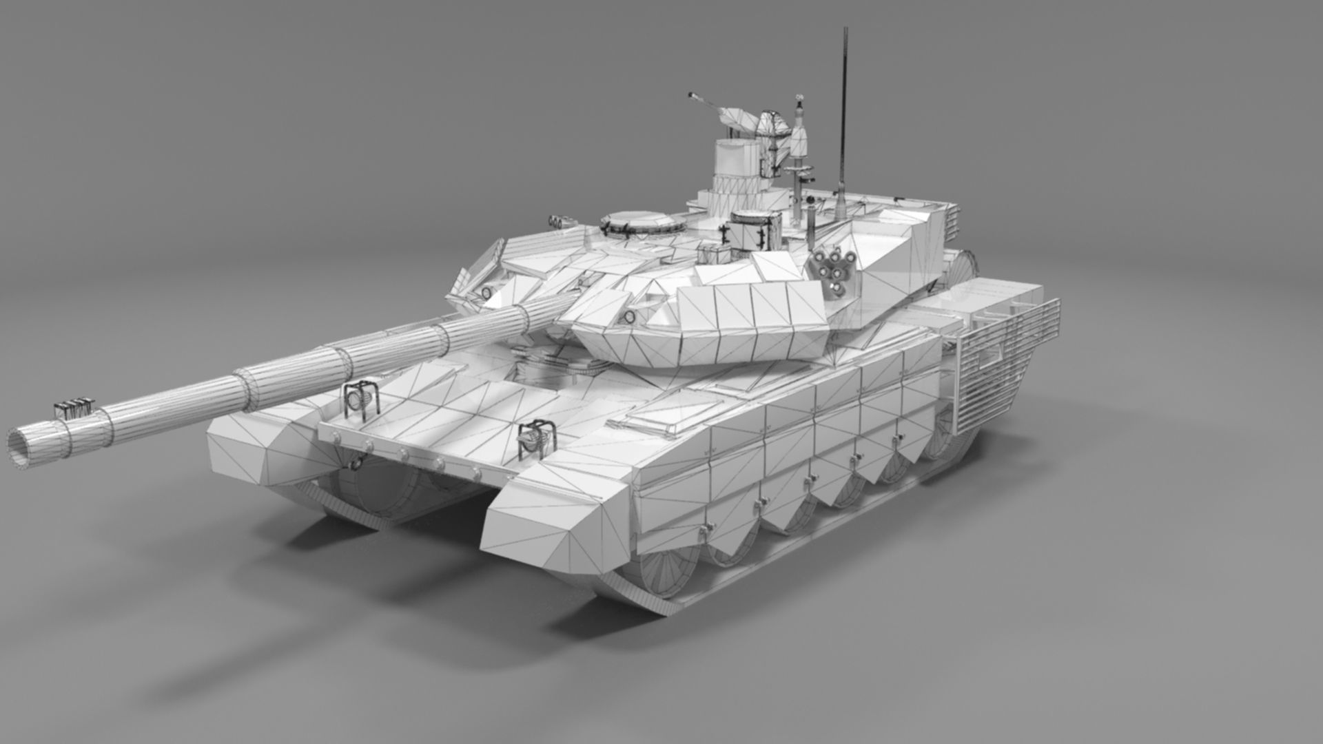 Battle-Worn Camouflaged T90MS Tank - Realistic 3D Model Low-poly 3D model_84