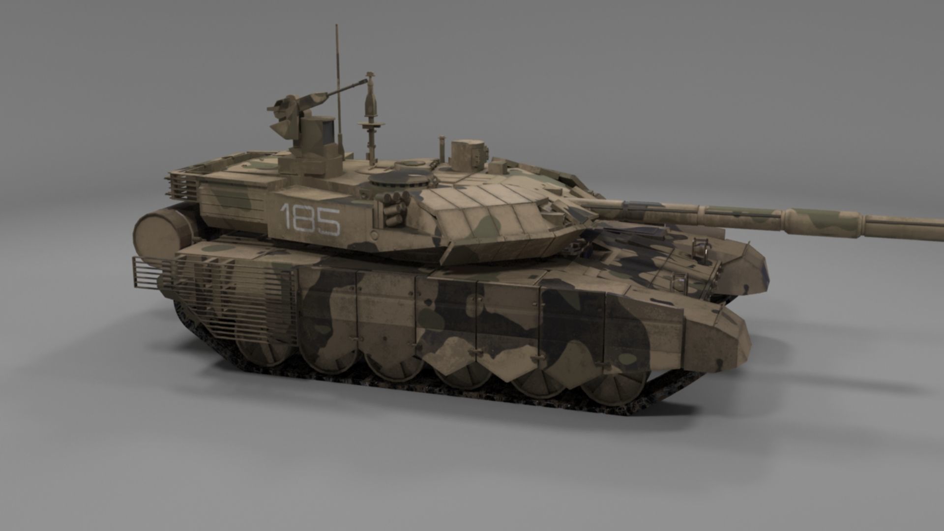 Battle-Worn Camouflaged T90MS Tank - Realistic 3D Model Low-poly 3D model_55