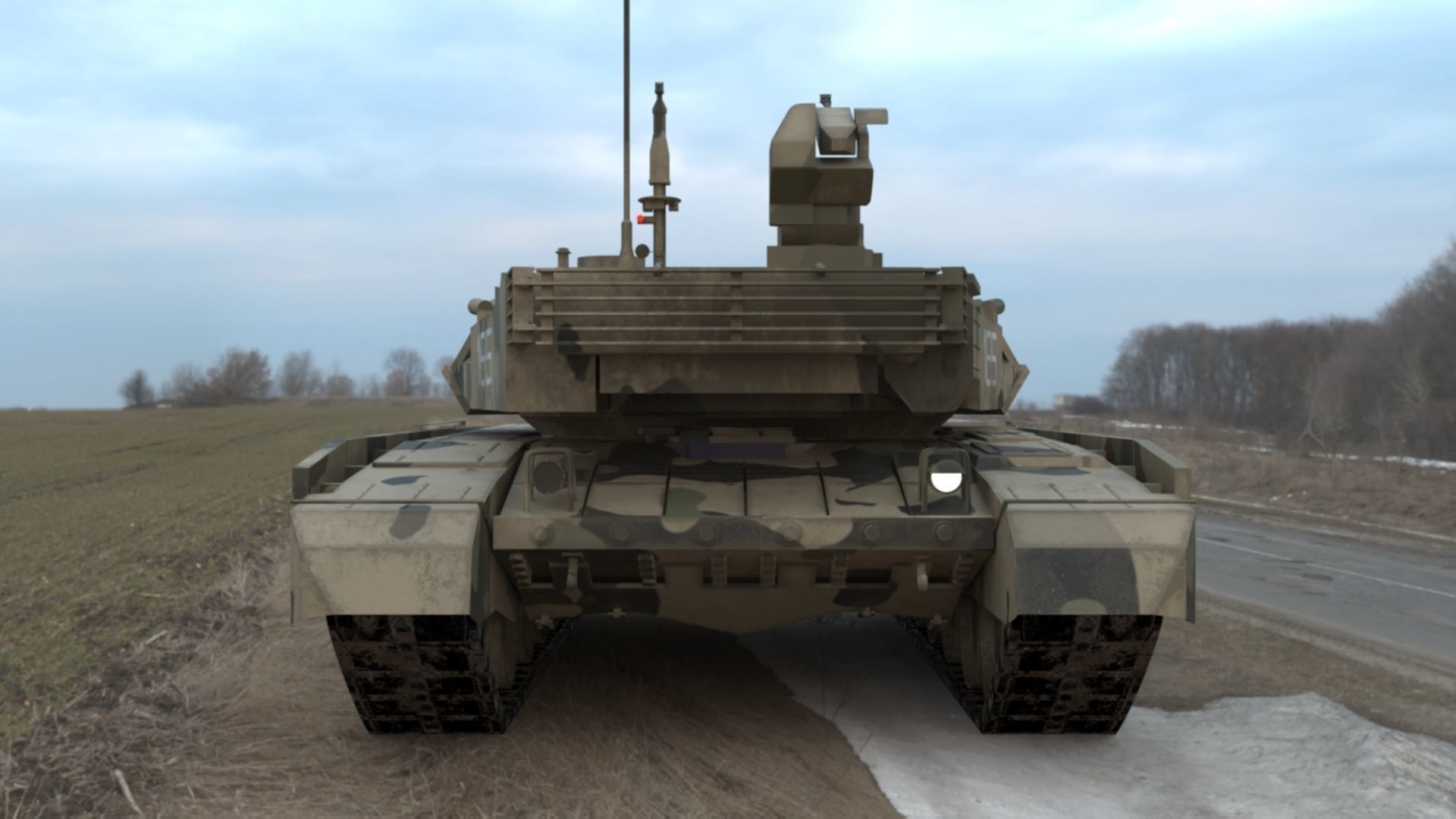 Battle-Worn Camouflaged T90MS Tank - Realistic 3D Model Low-poly 3D model_49