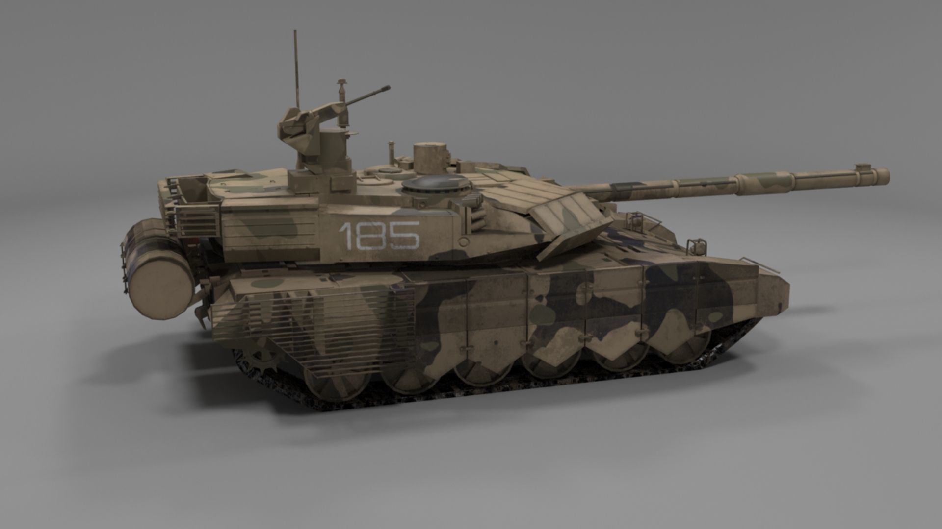 Battle-Worn Camouflaged T90MS Tank - Realistic 3D Model Low-poly 3D model_59