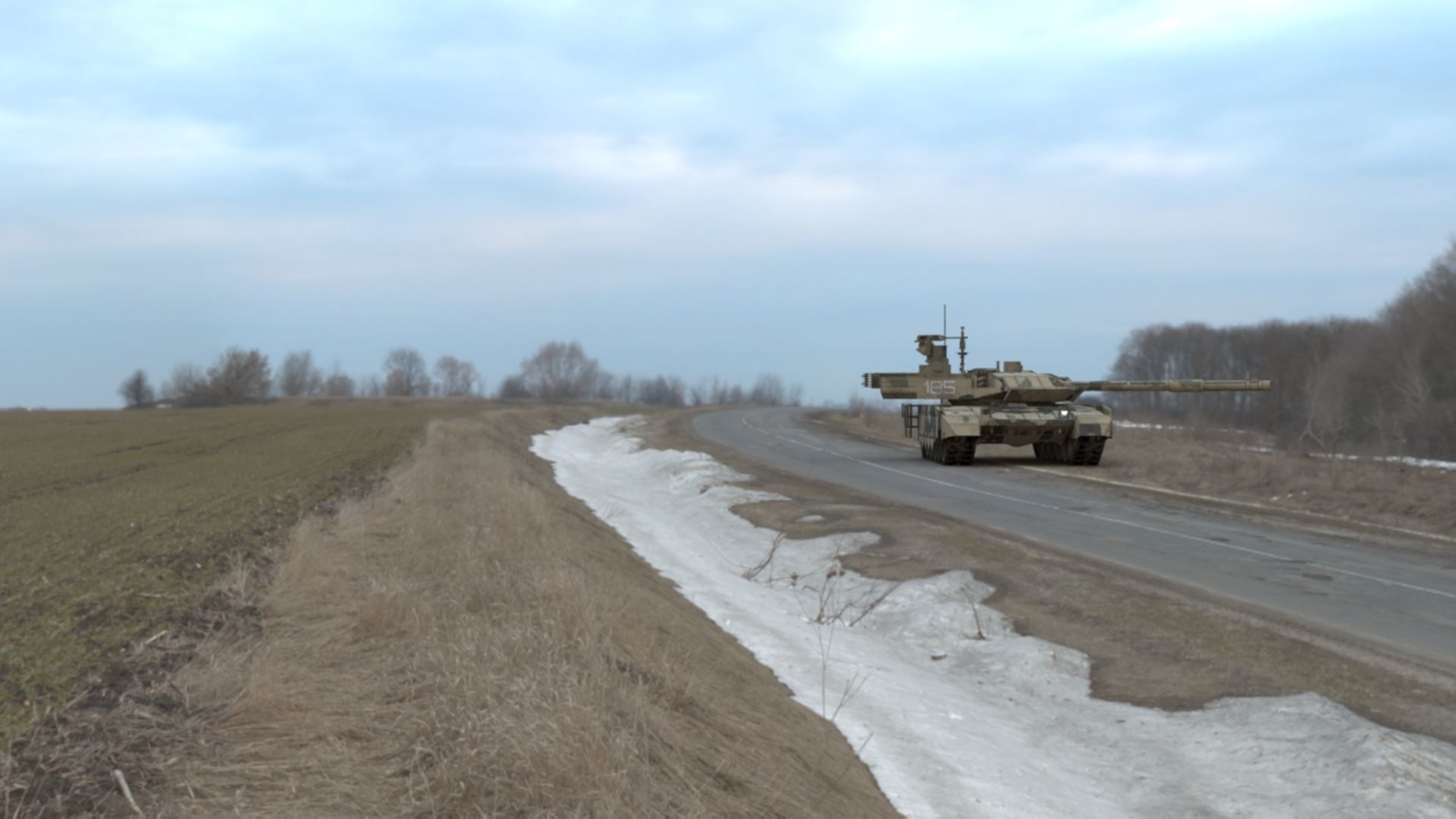 Battle-Worn Camouflaged T90MS Tank - Realistic 3D Model Low-poly 3D model_3