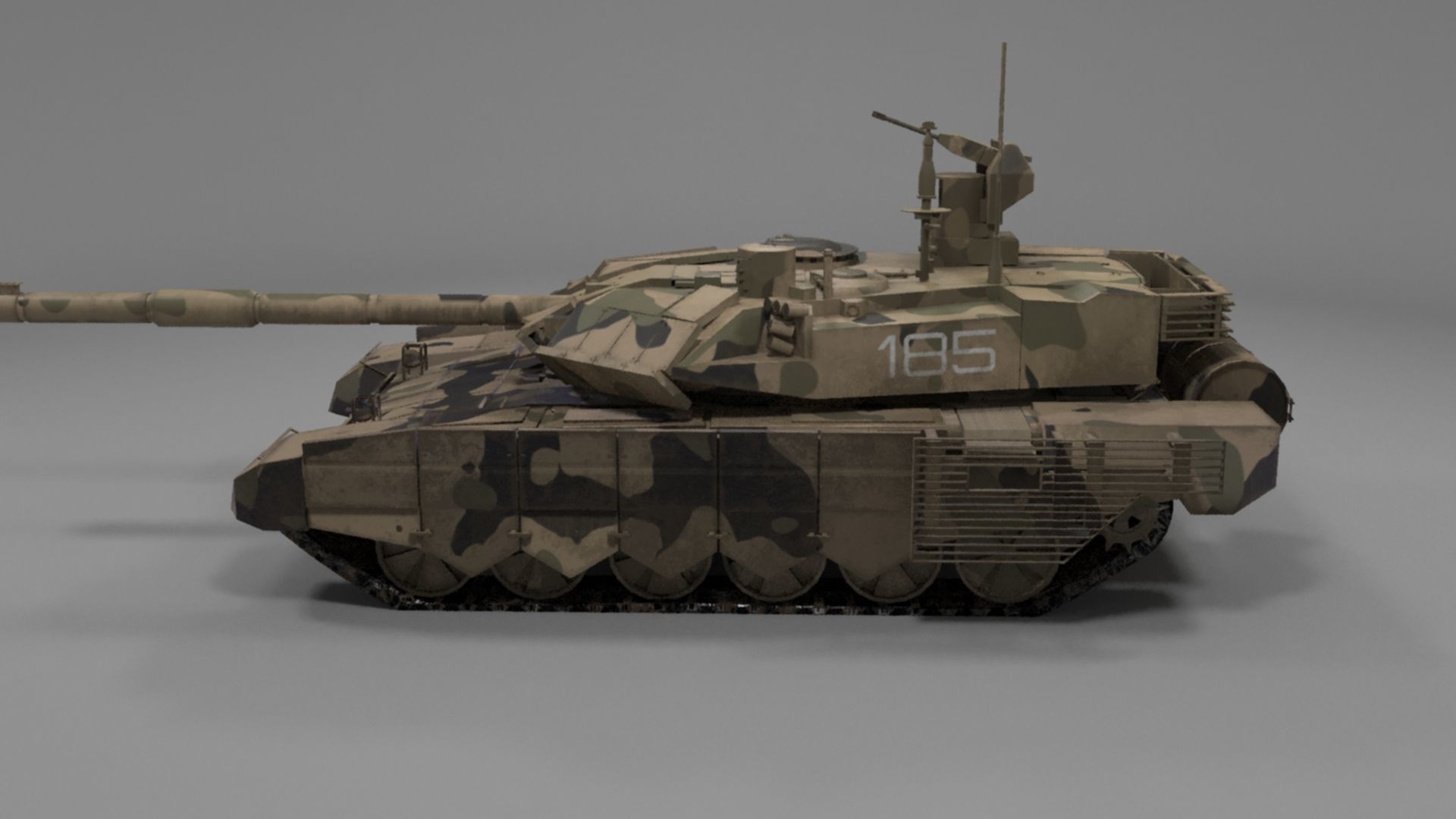 Battle-Worn Camouflaged T90MS Tank - Realistic 3D Model Low-poly 3D model_61