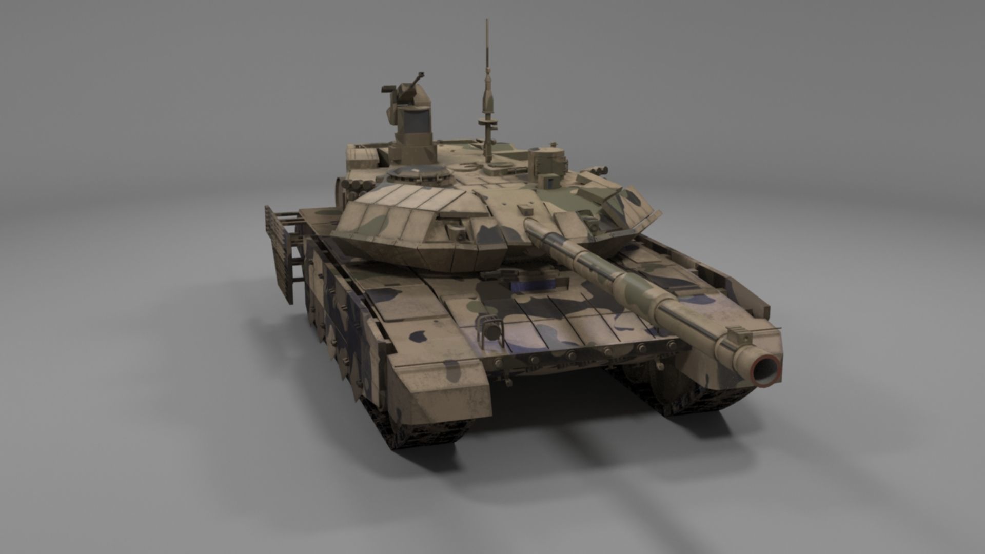 Battle-Worn Camouflaged T90MS Tank - Realistic 3D Model Low-poly 3D model_40