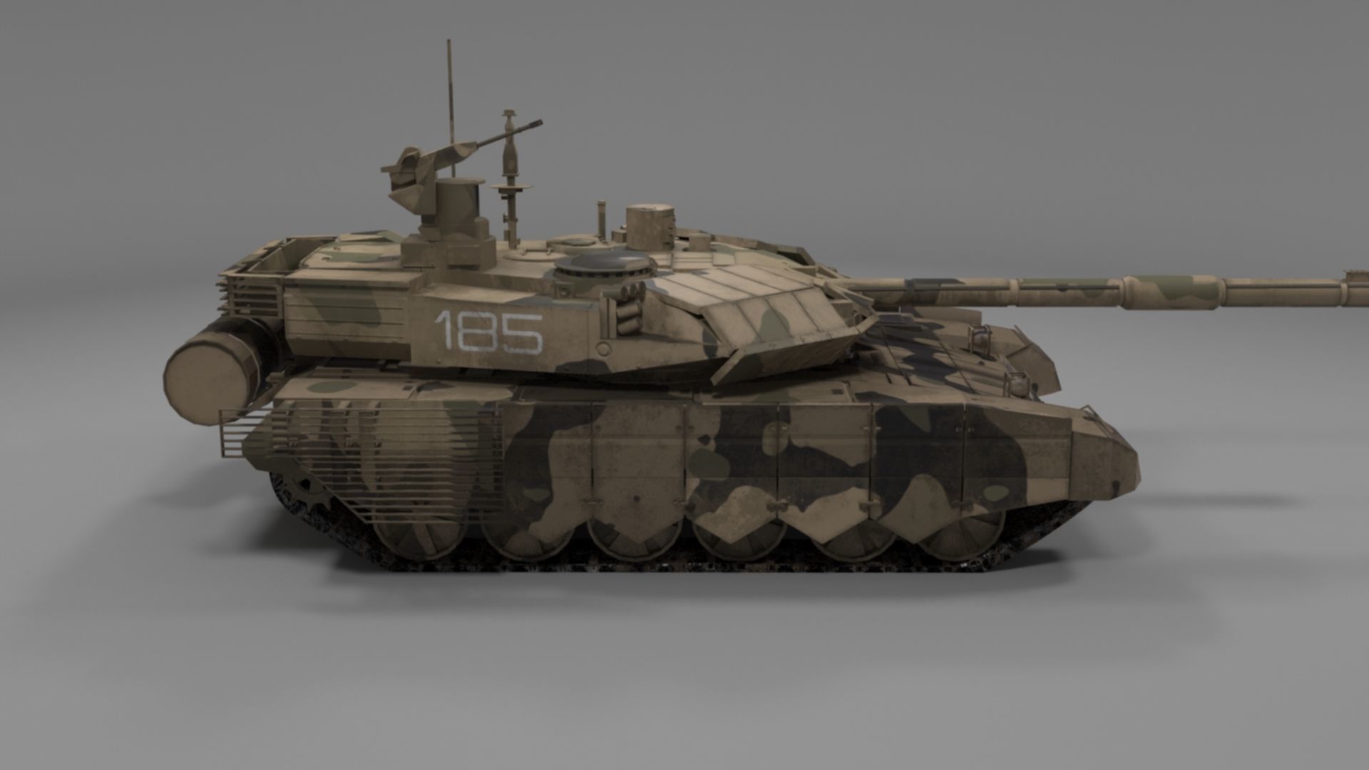 Battle-Worn Camouflaged T90MS Tank - Realistic 3D Model Low-poly 3D model_28