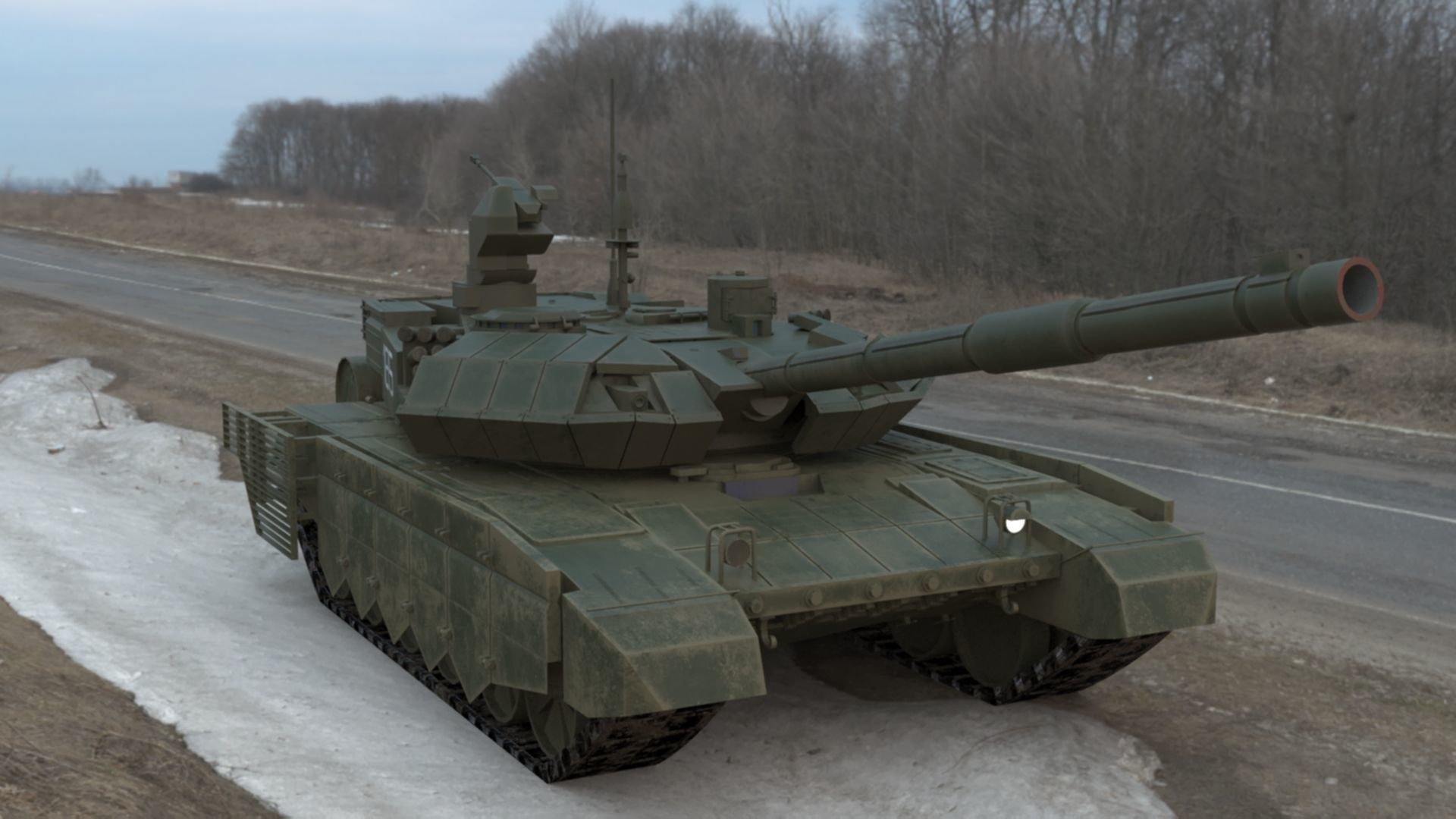 Battle-Worn T90MS Main Battle Tank - 3D Model Low-poly 3D model_15