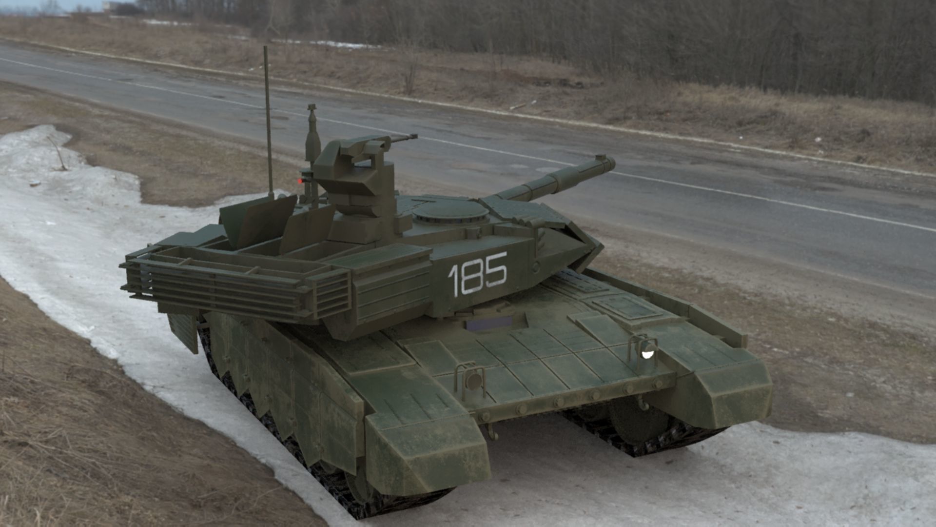 Battle-Worn T90MS Main Battle Tank - 3D Model Low-poly 3D model_20