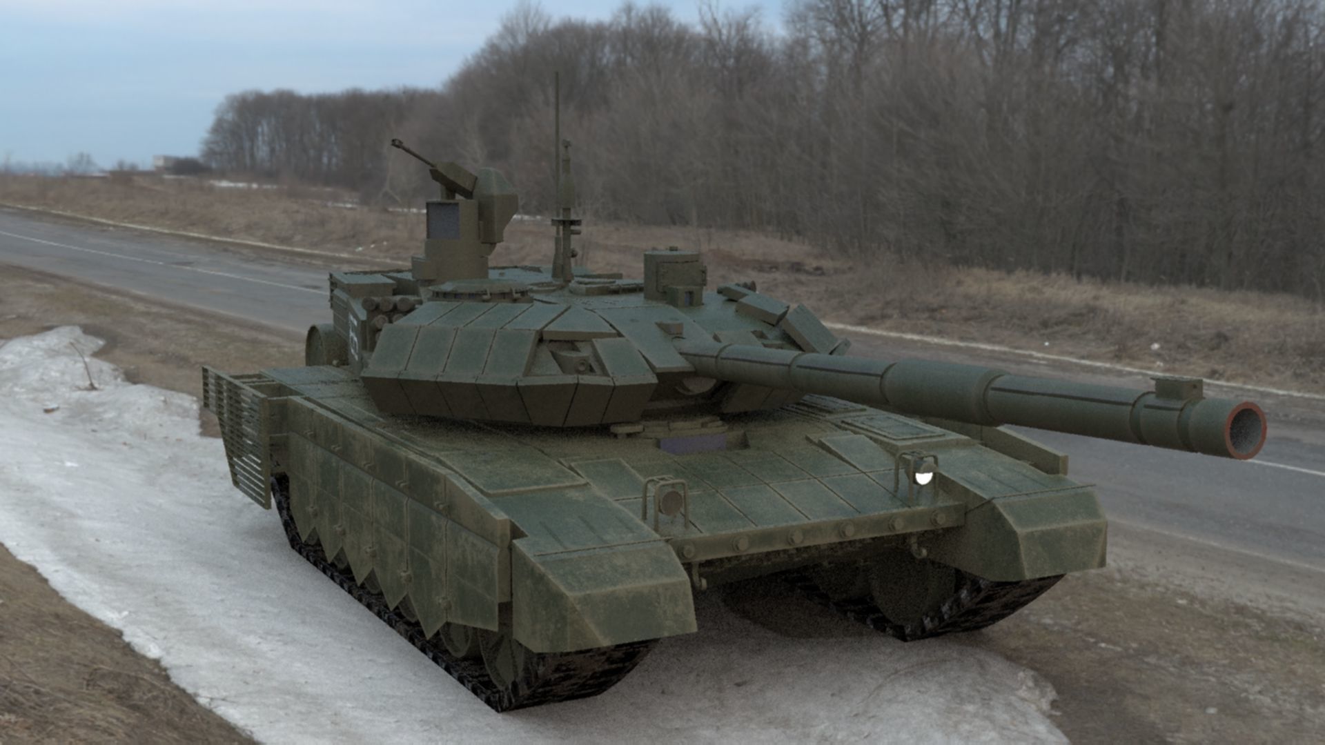 Battle-Worn T90MS Main Battle Tank - 3D Model Low-poly 3D model_7