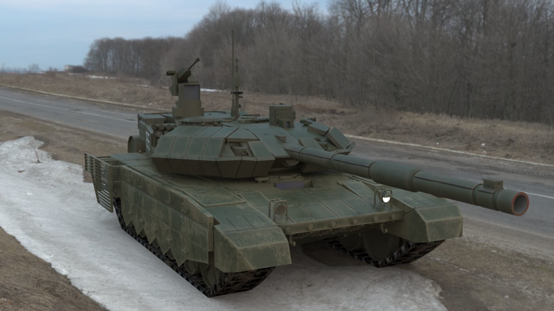 Battle-Worn T90MS Main Battle Tank - 3D Model Low-poly 3D model_17