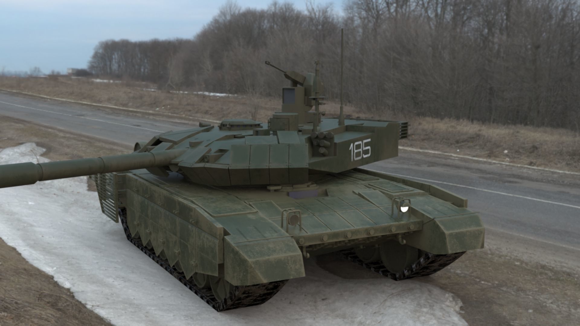 Battle-Worn T90MS Main Battle Tank - 3D Model Low-poly 3D model_13