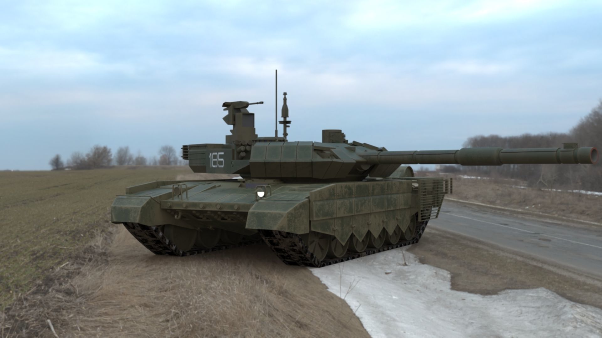 Battle-Worn T90MS Main Battle Tank - 3D Model Low-poly 3D model_2