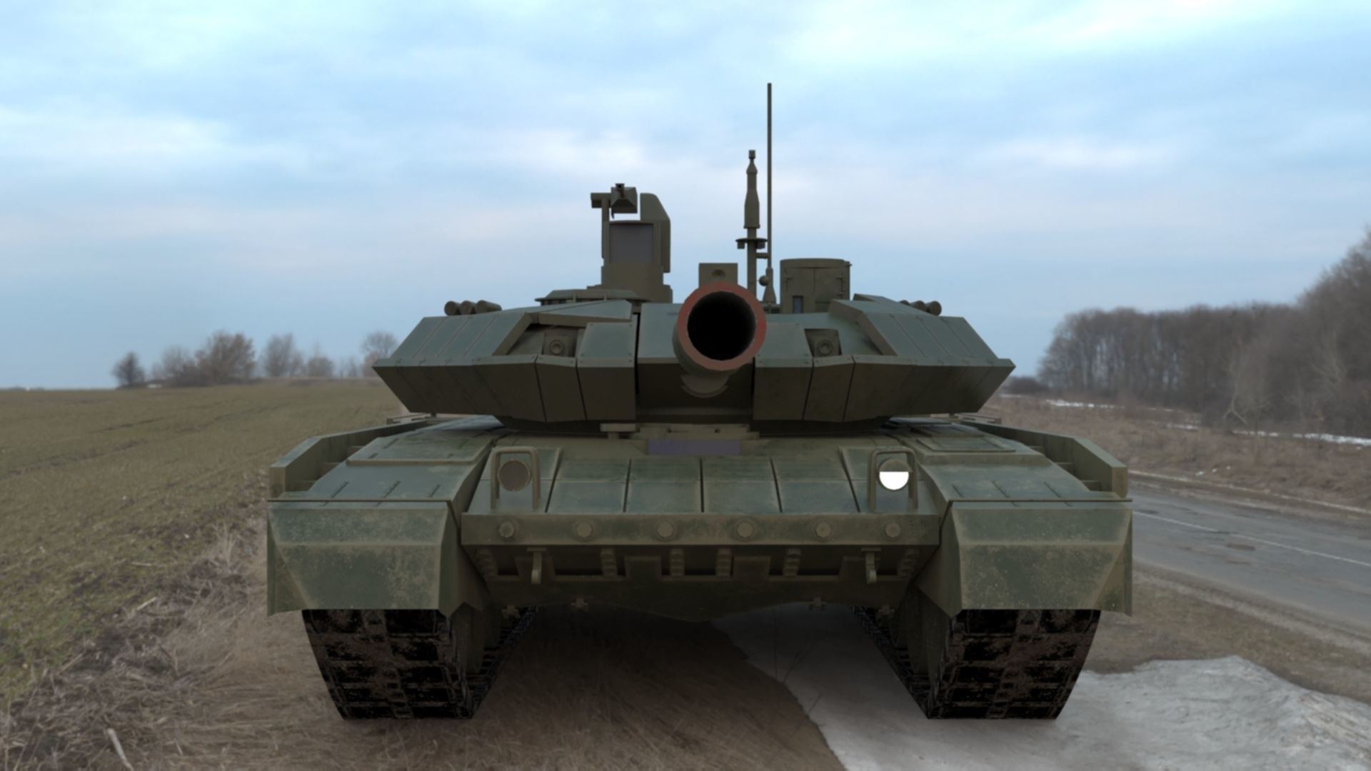 Battle-Worn T90MS Main Battle Tank - 3D Model Low-poly 3D model_4