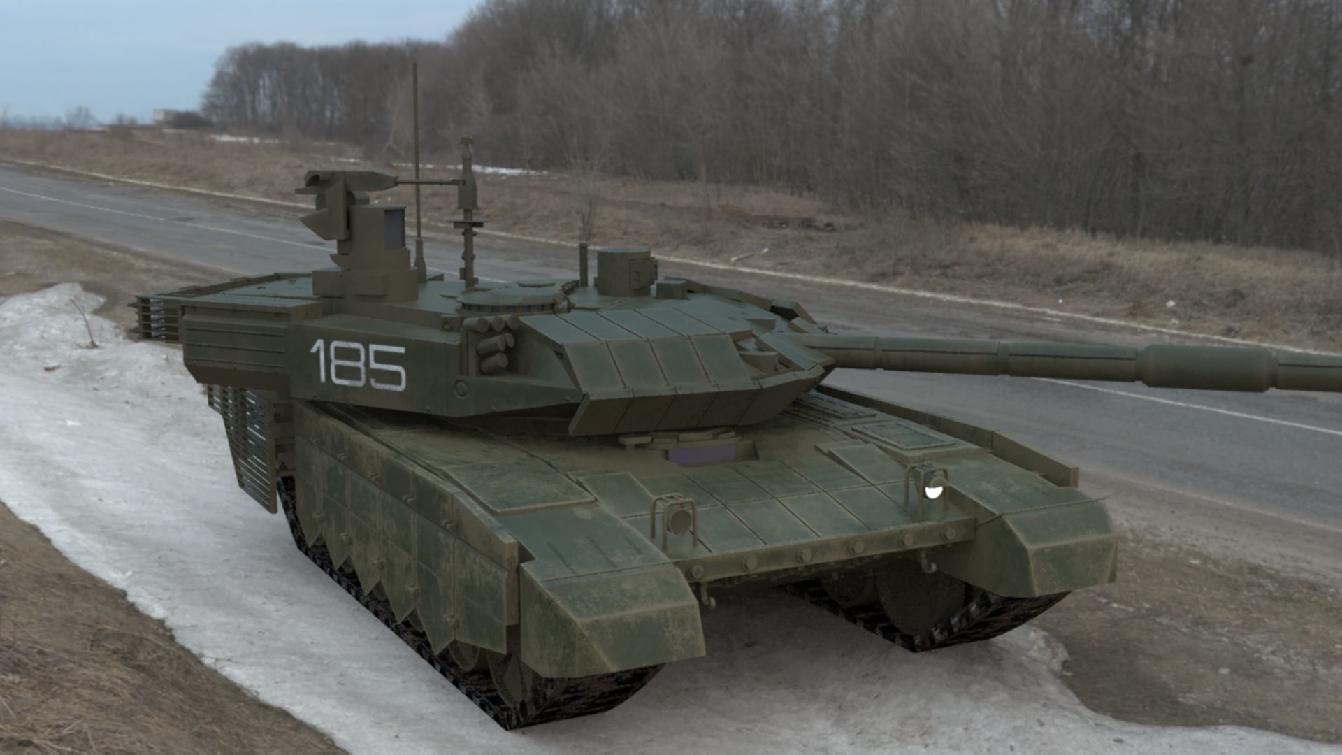 Battle-Worn T90MS Main Battle Tank - 3D Model Low-poly 3D model_22