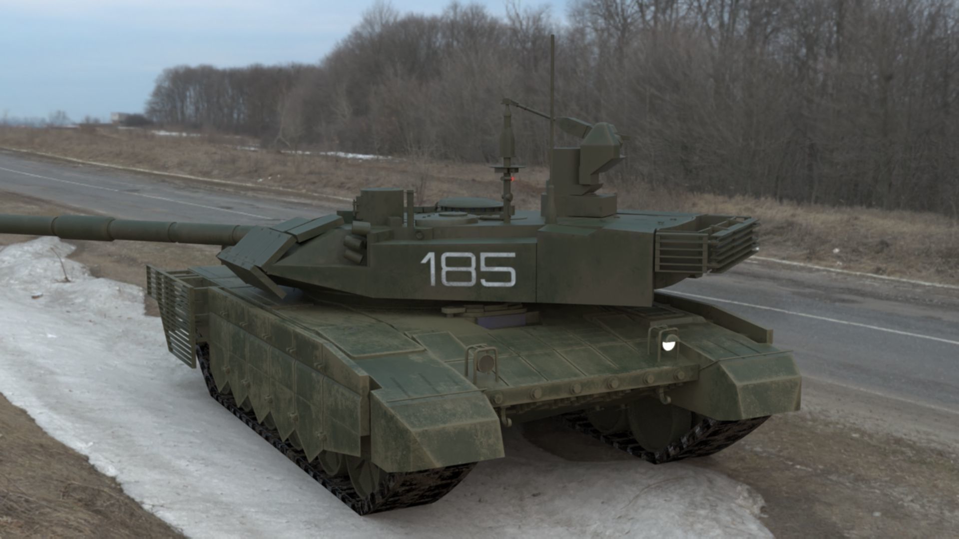 Battle-Worn T90MS Main Battle Tank - 3D Model Low-poly 3D model_23