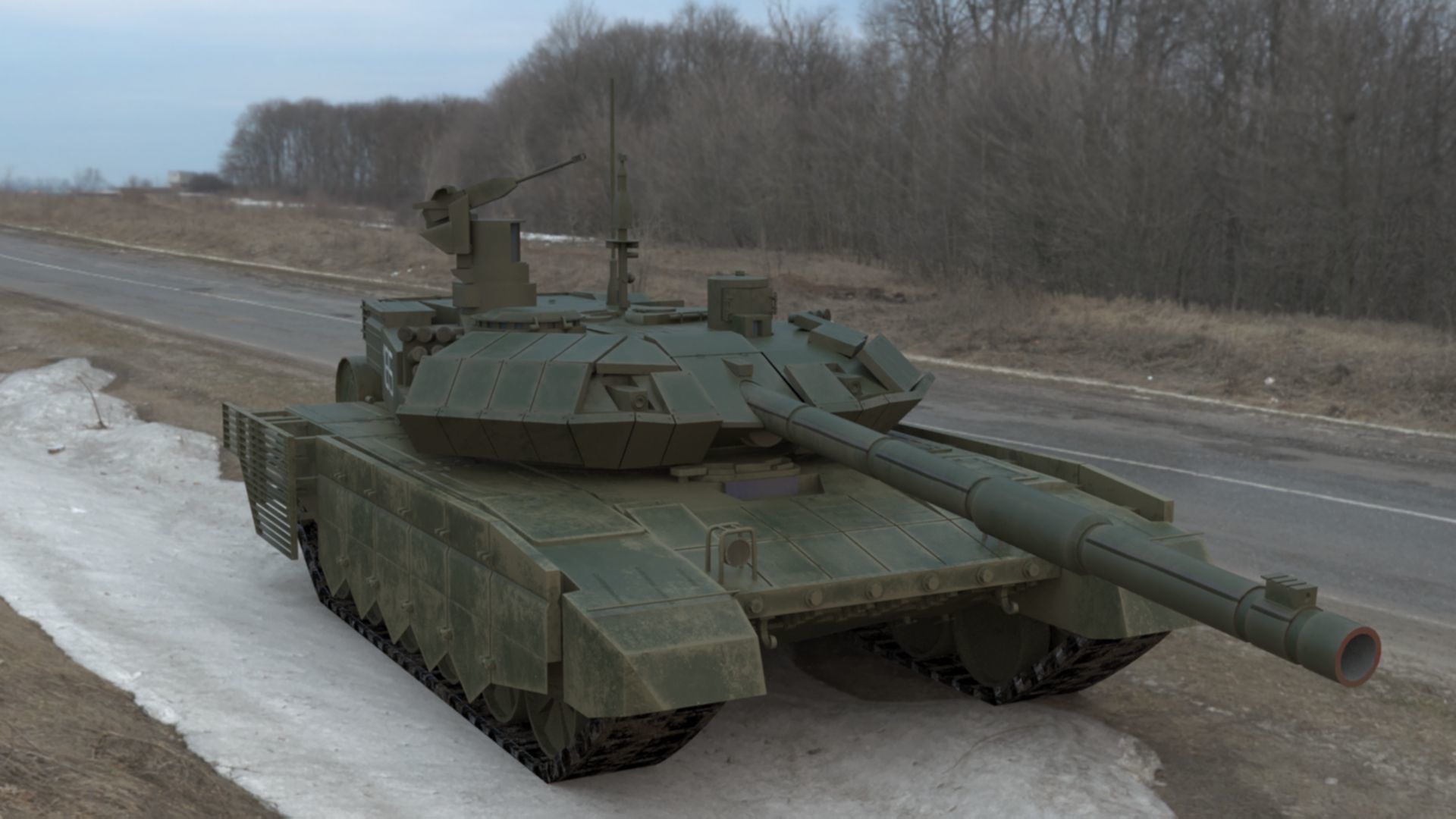 Battle-Worn T90MS Main Battle Tank - 3D Model Low-poly 3D model_8
