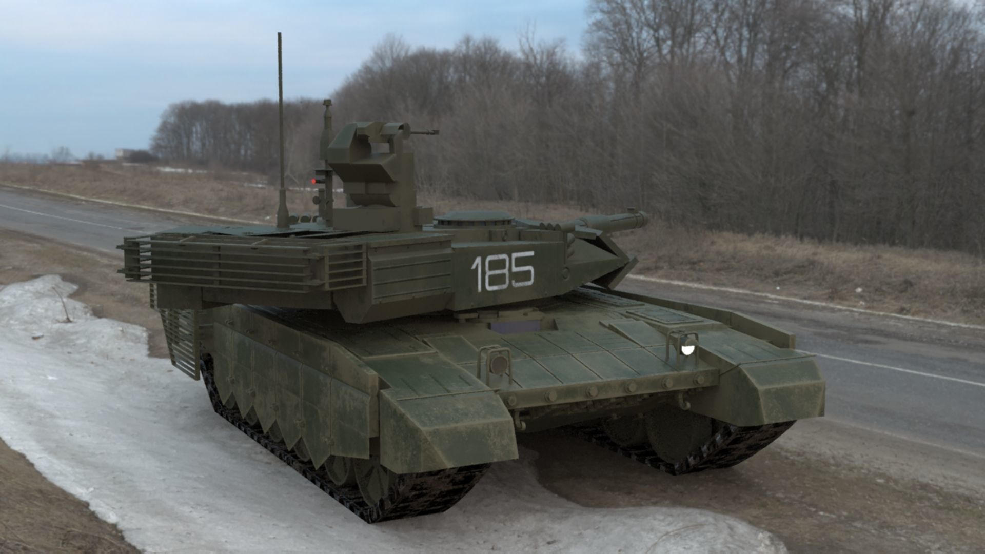 Battle-Worn T90MS Main Battle Tank - 3D Model Low-poly 3D model_11