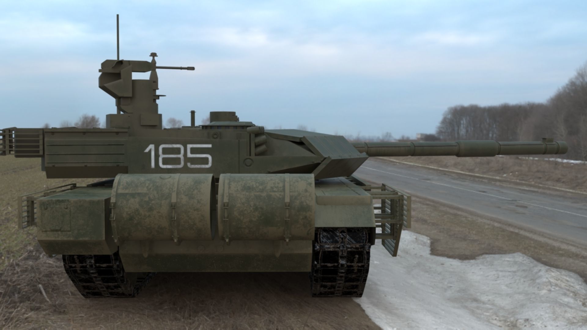 Battle-Worn T90MS Main Battle Tank - 3D Model Low-poly 3D model_5