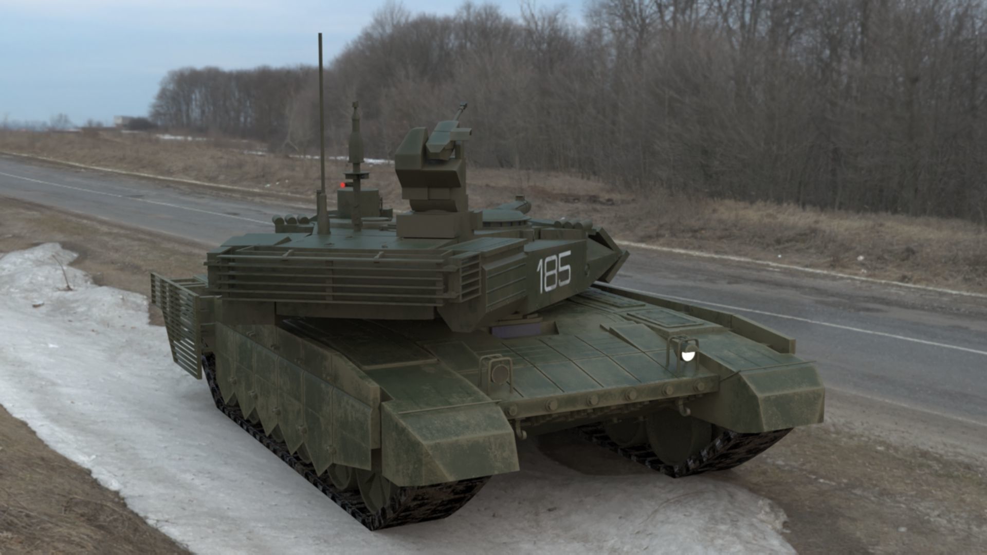 Battle-Worn T90MS Main Battle Tank - 3D Model Low-poly 3D model_14
