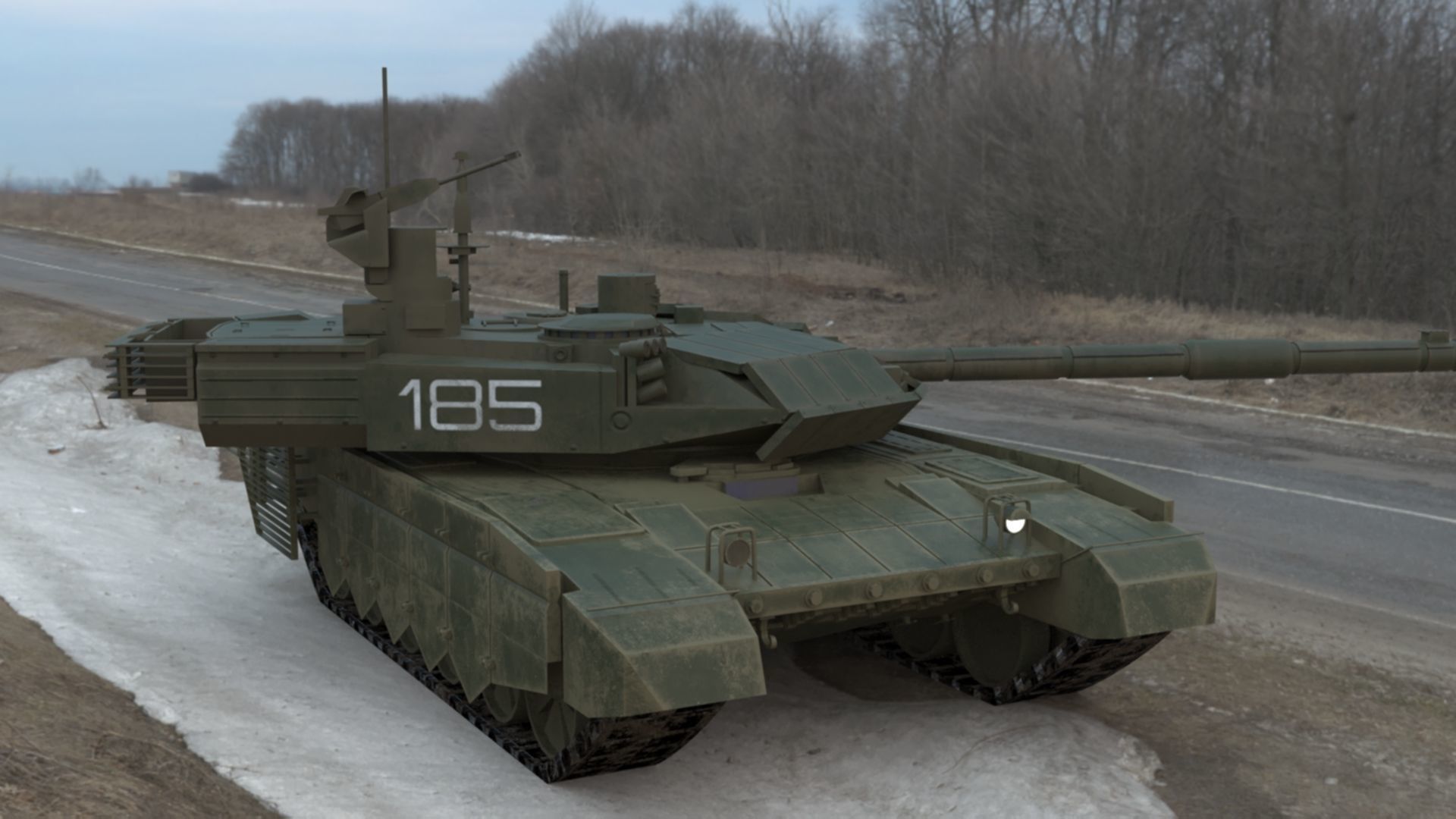 Battle-Worn T90MS Main Battle Tank - 3D Model Low-poly 3D model_21