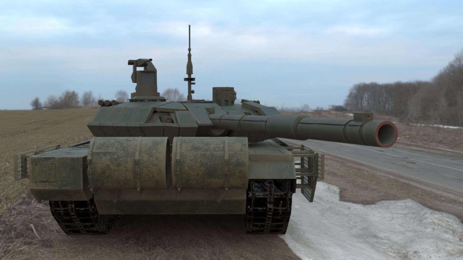 Battle-Worn T90MS Main Battle Tank - 3D Model Low-poly 3D model_6