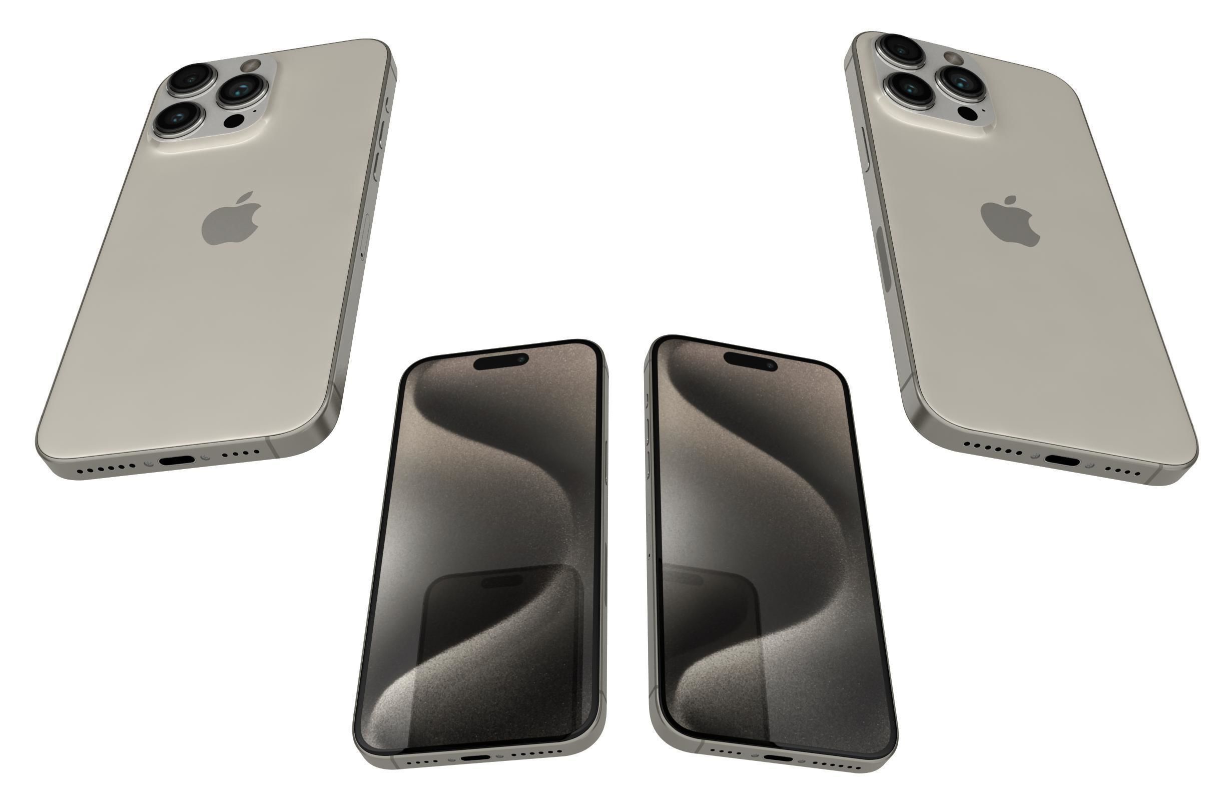 Apple iPhone 15 Pro Max Natural Titanium 3D model_7
