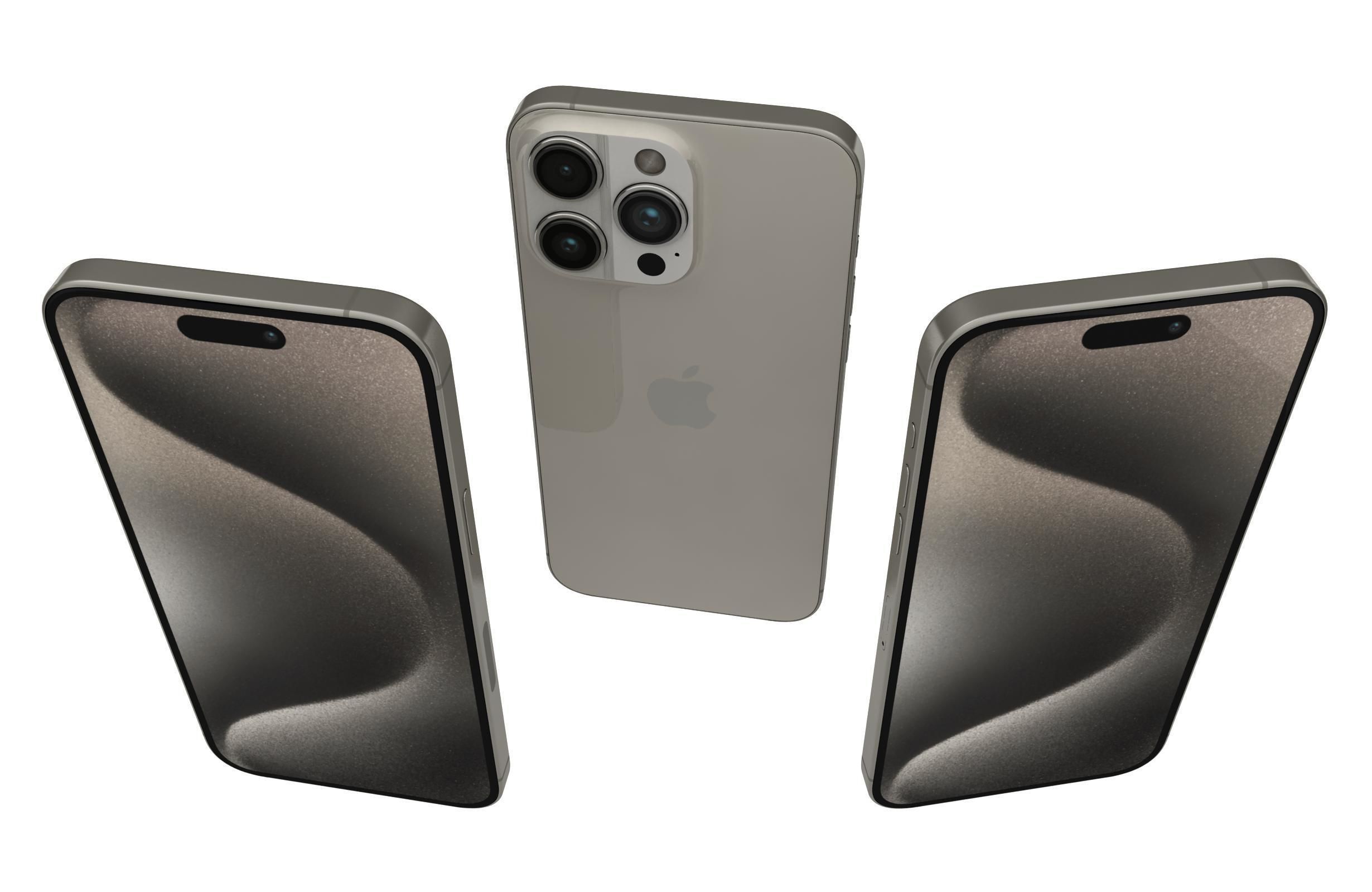 Apple iPhone 15 Pro Max Natural Titanium 3D model_3