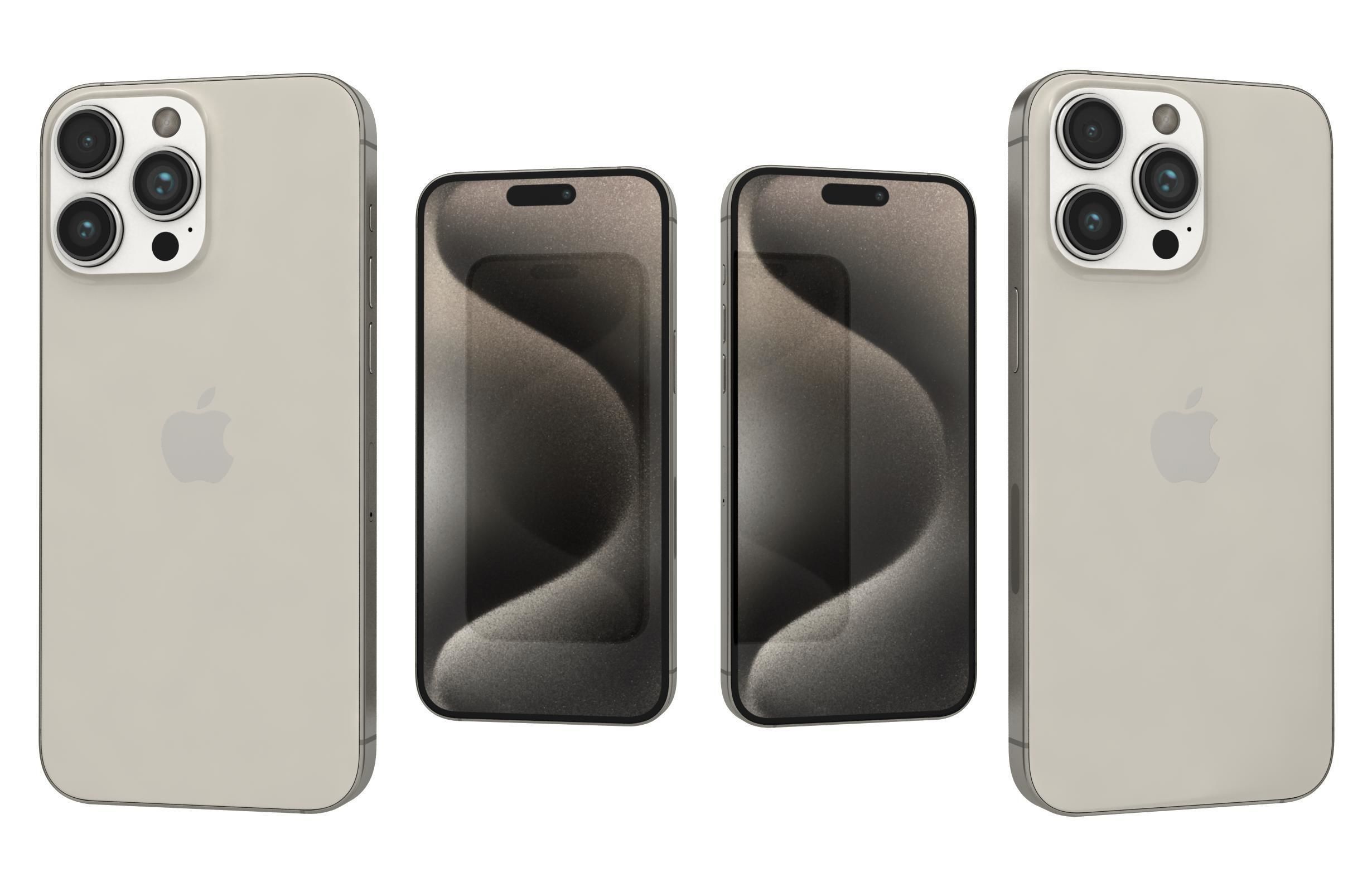 Apple iPhone 15 Pro Max Natural Titanium 3D model_1