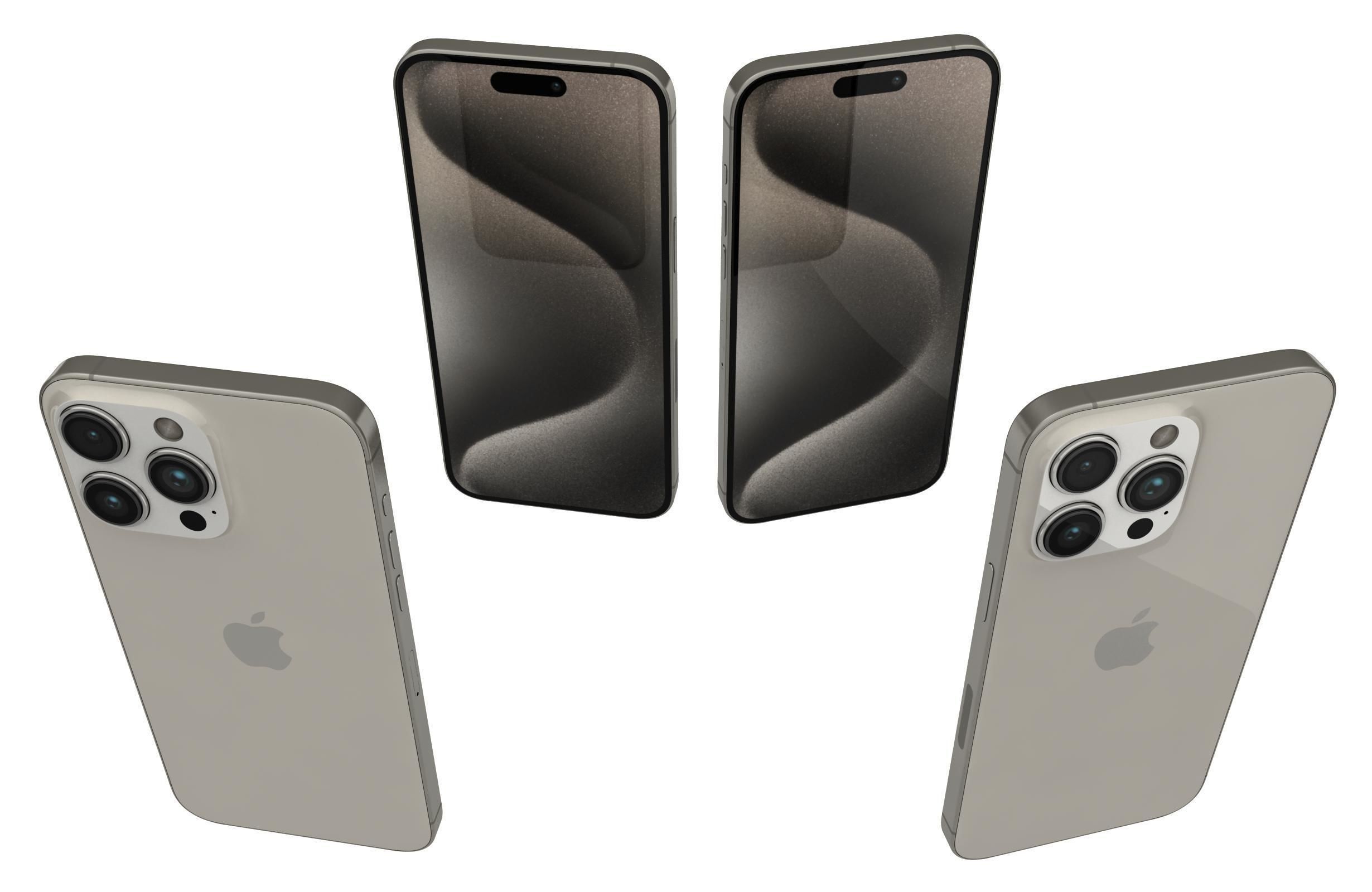 Apple iPhone 15 Pro Max Natural Titanium 3D model_6