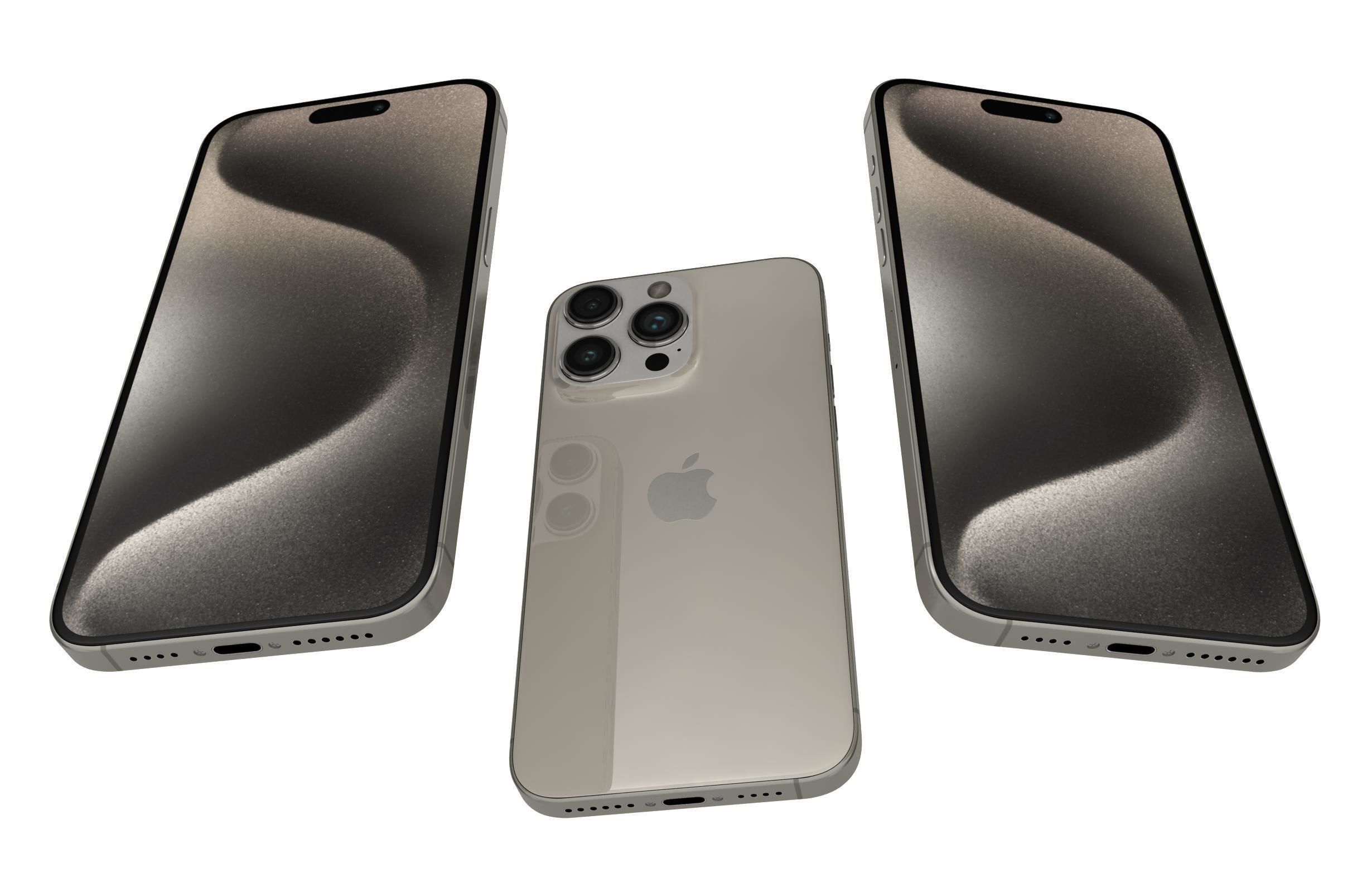 Apple iPhone 15 Pro Max Natural Titanium 3D model_2